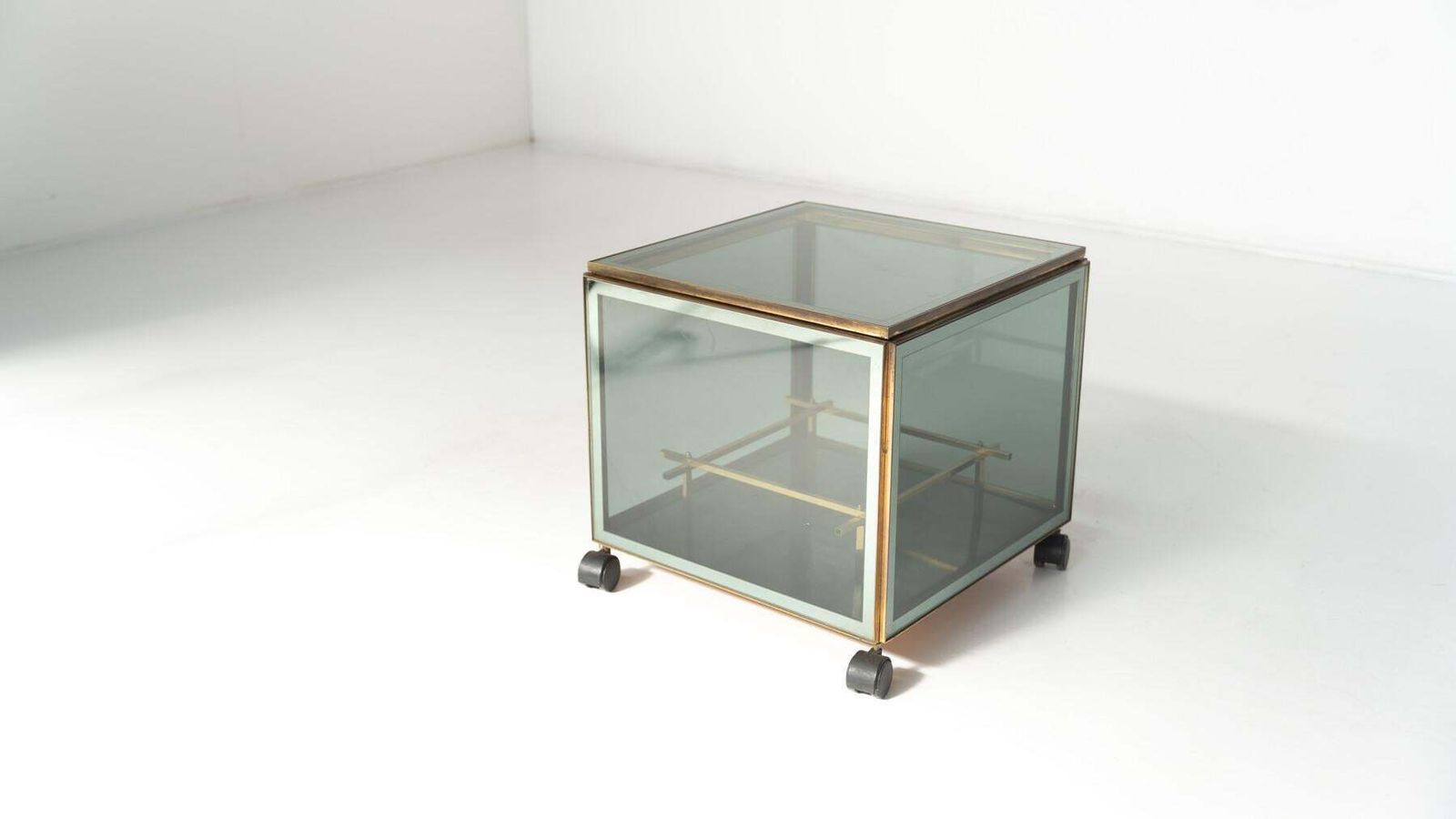 Mid Century Modern Coffee Table/ Bar, Metal And Glass, 1970s photo buy