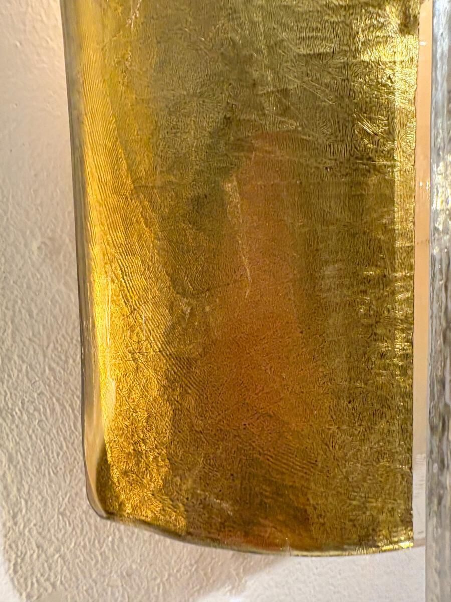 Contemporary Pair Of Gold Wall Lights, Glass, Italy photo Lighting