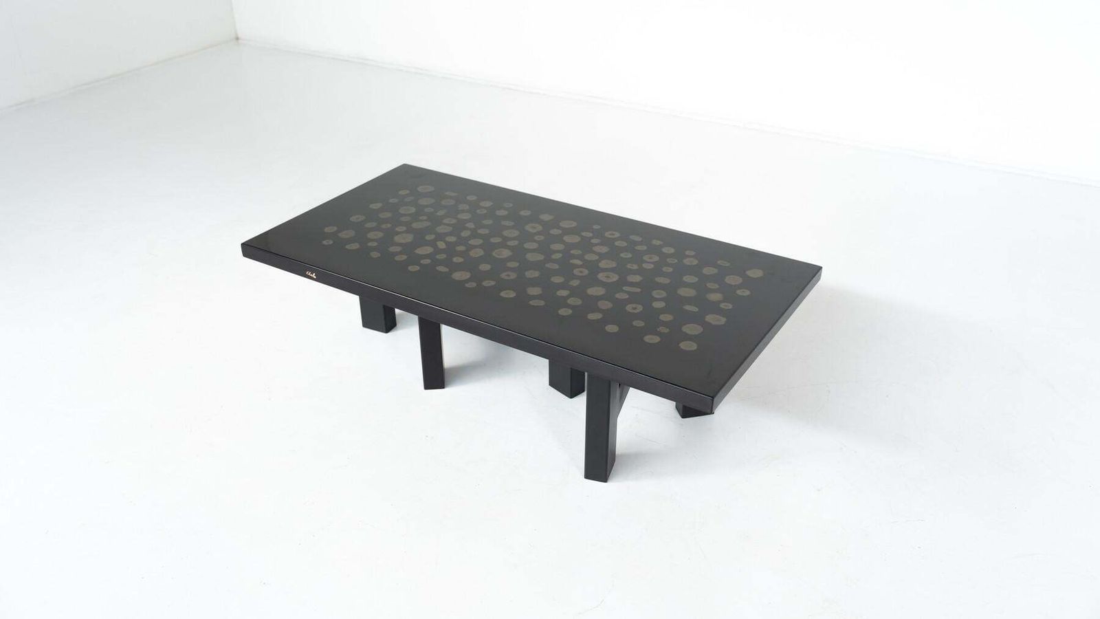 Furniture Black Lacquered Resin Table By Ado Chale, Belgium photo