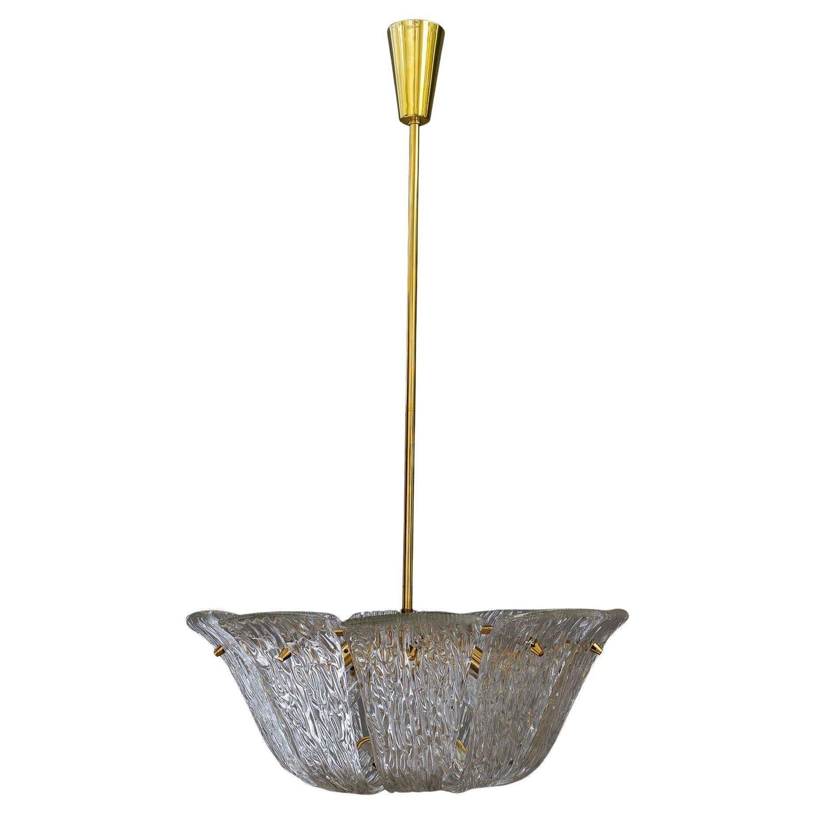 Textured Glass Chandelier By Kalmar, Vienna Around 1950s