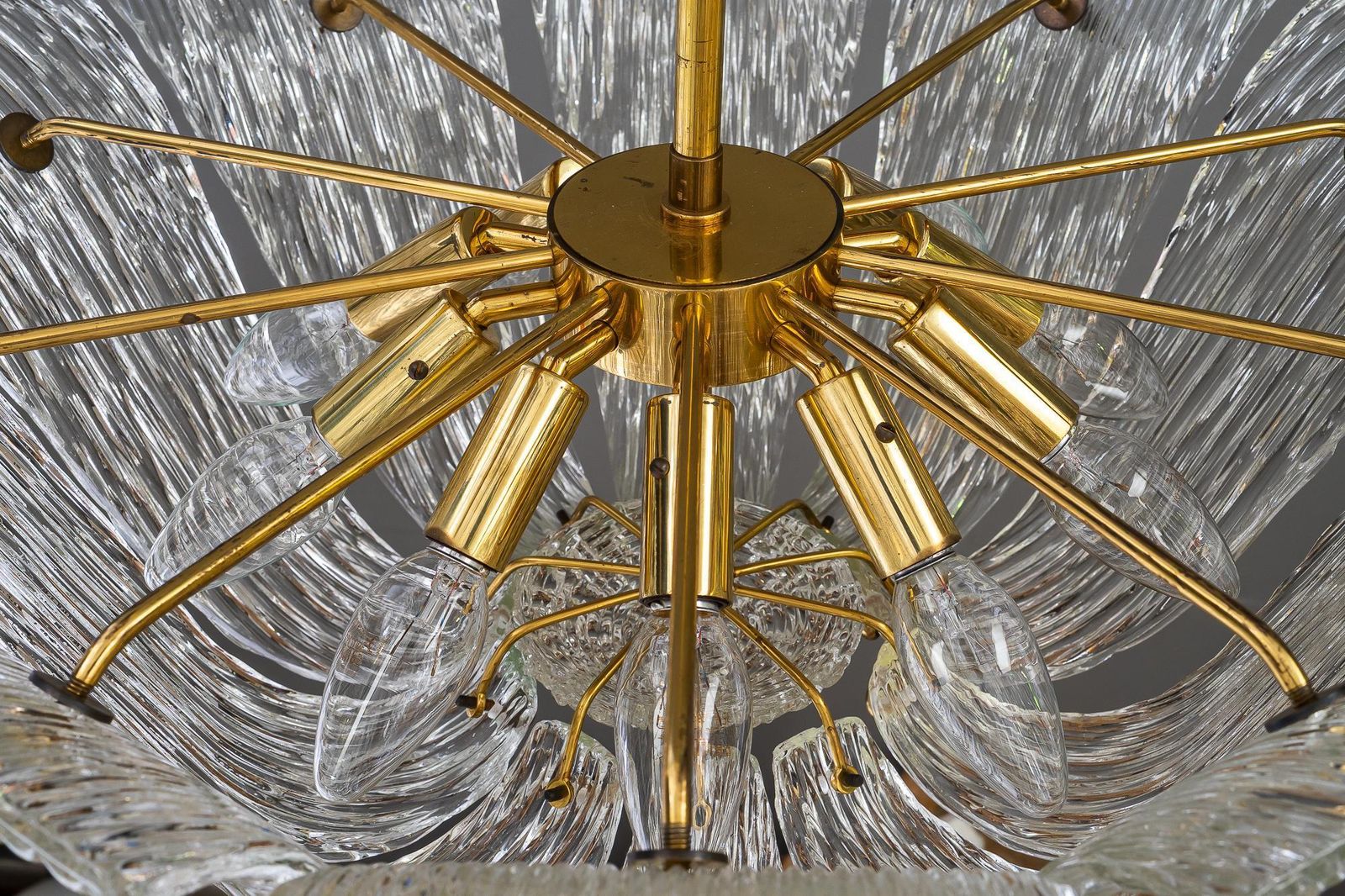 Textured Glass Chandelier By Kalmar, Vienna Around 1950s photo Lighting