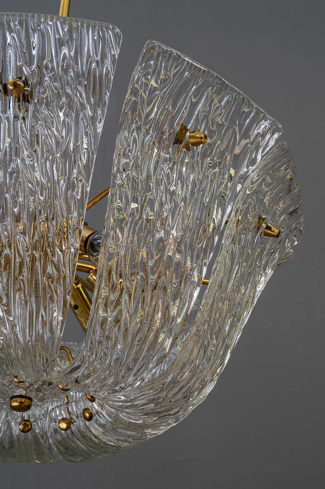 photo furniture Textured Glass Chandelier By Kalmar, Vienna Around 1950s