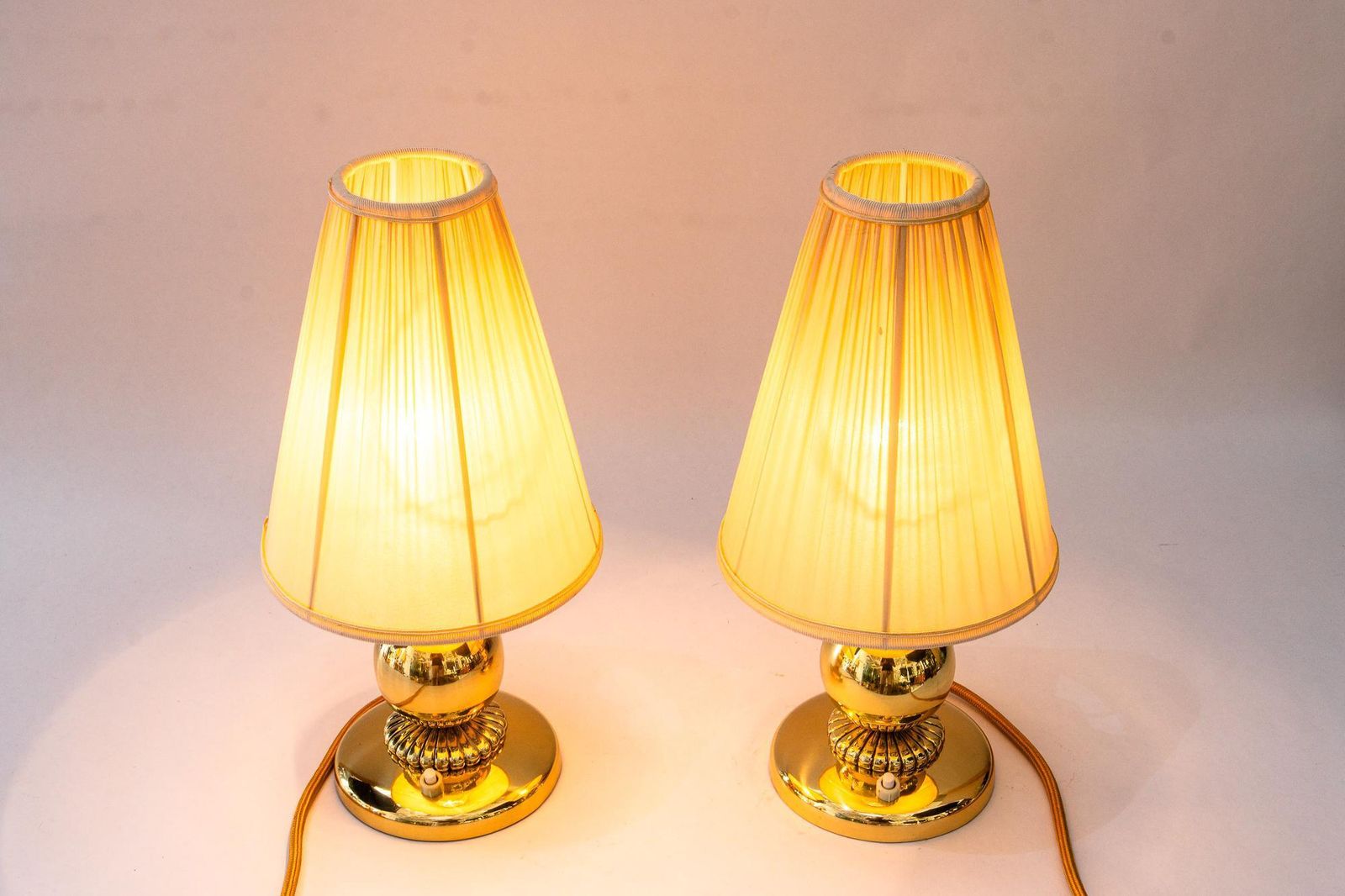 photo for sale 2 Rupert Nikoll Table Lamps With Fabric Shades Vienna Around 1950s