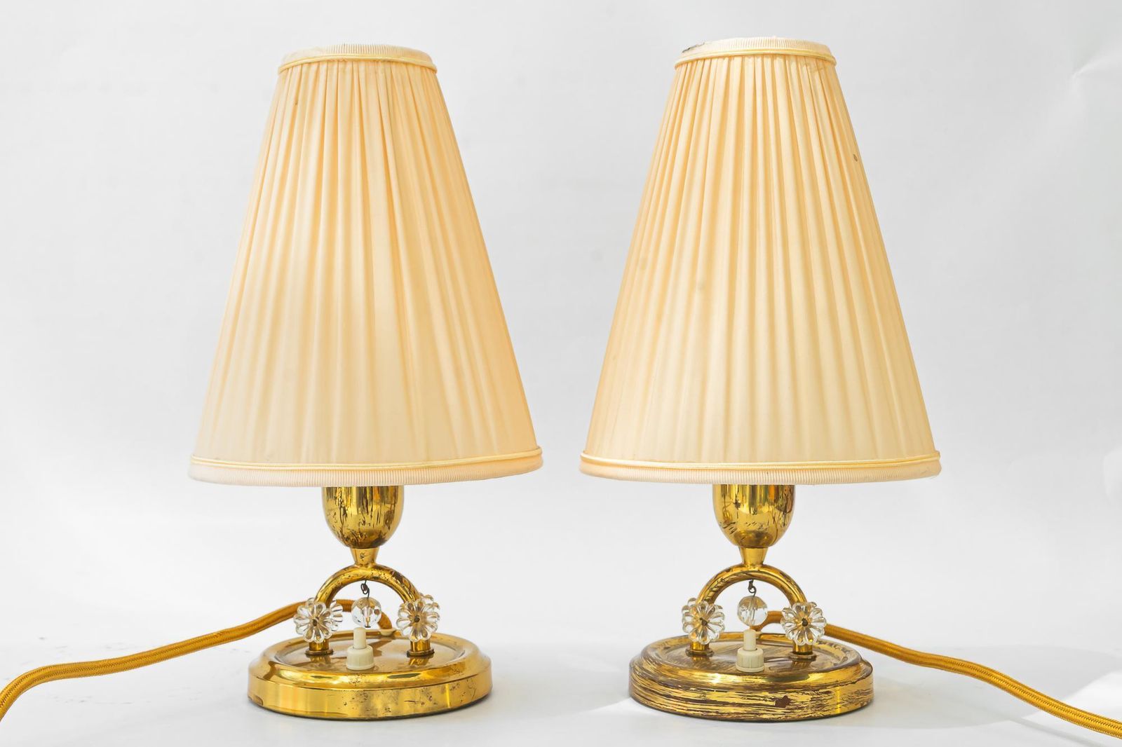 2x Rupert Nikoll Table Lamps With Fabric Shades Vienna Around 1960s photo for sale