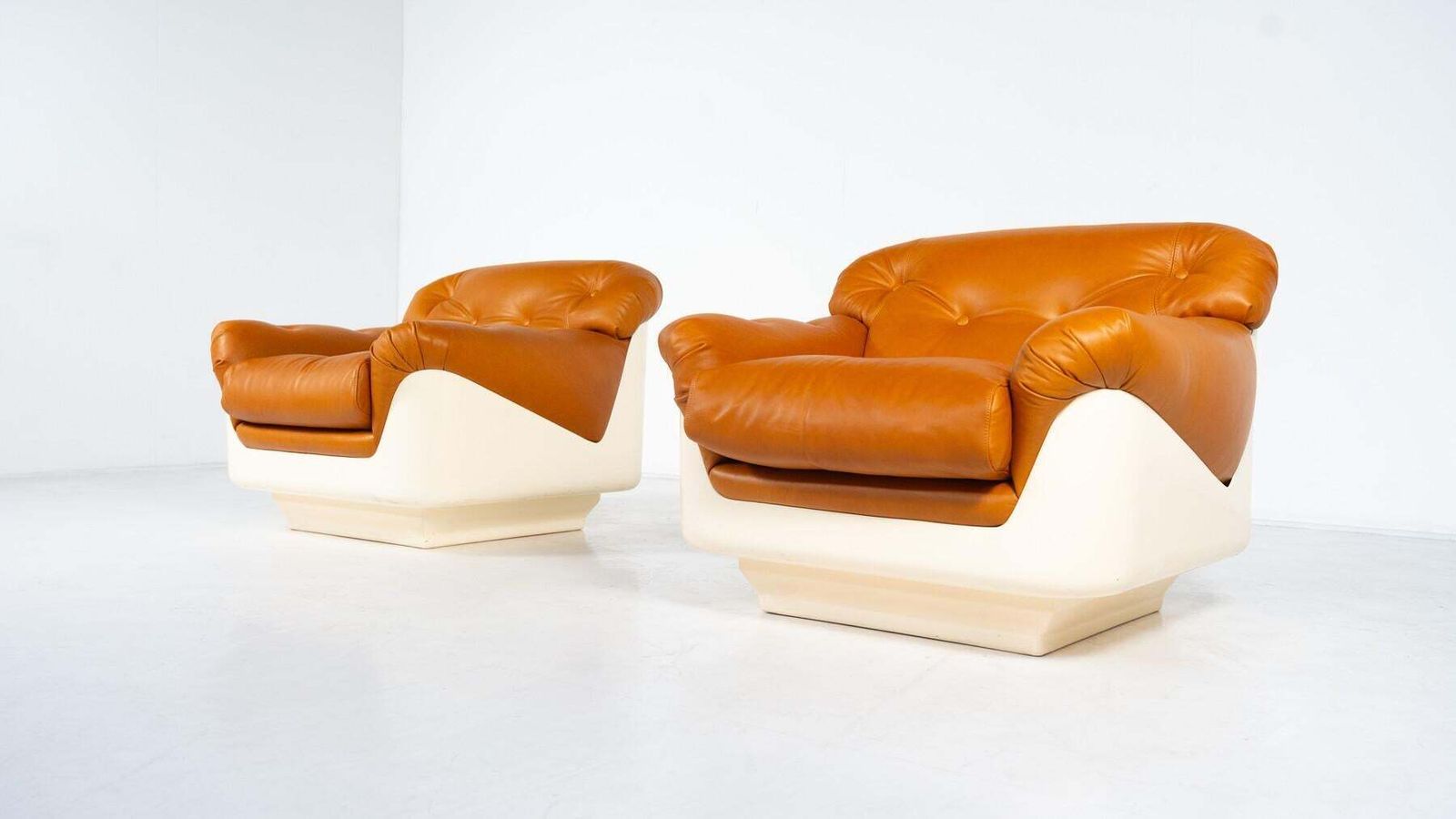 Pair Of Armchairs By Jorge Zalszupin, Fiberglass And Leather, 2 Pairs Available photo buy