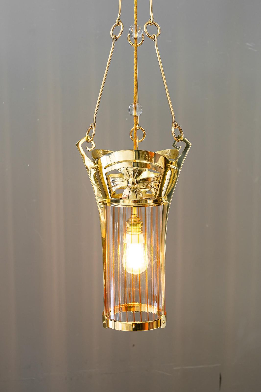 1948.0 Jugendstil Pendant With Palme Koenig Opaline Glass Shade Vienna Around 1908 photo