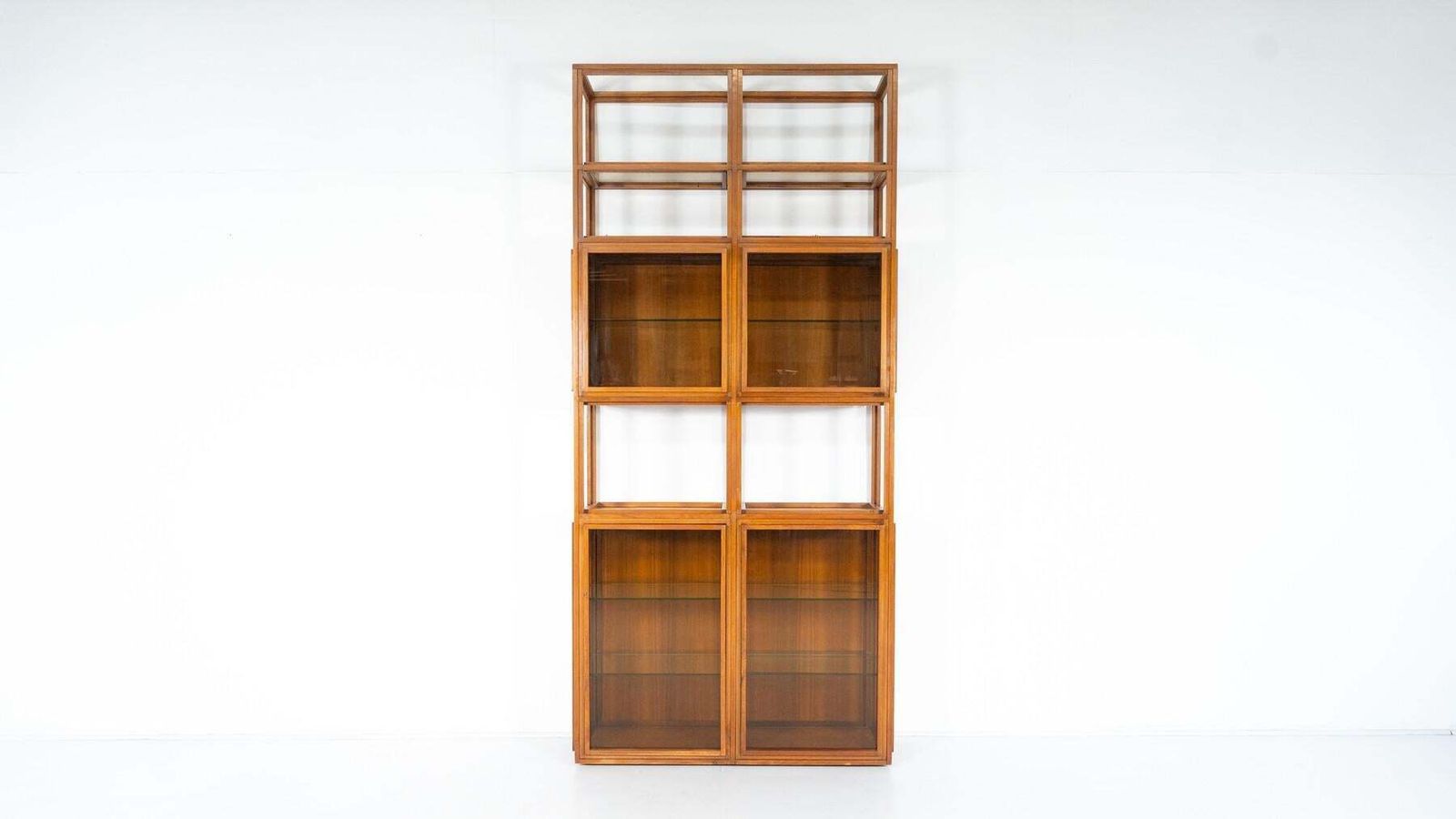 Mid Century Modern Shelves, Wood And Glass photo furniture