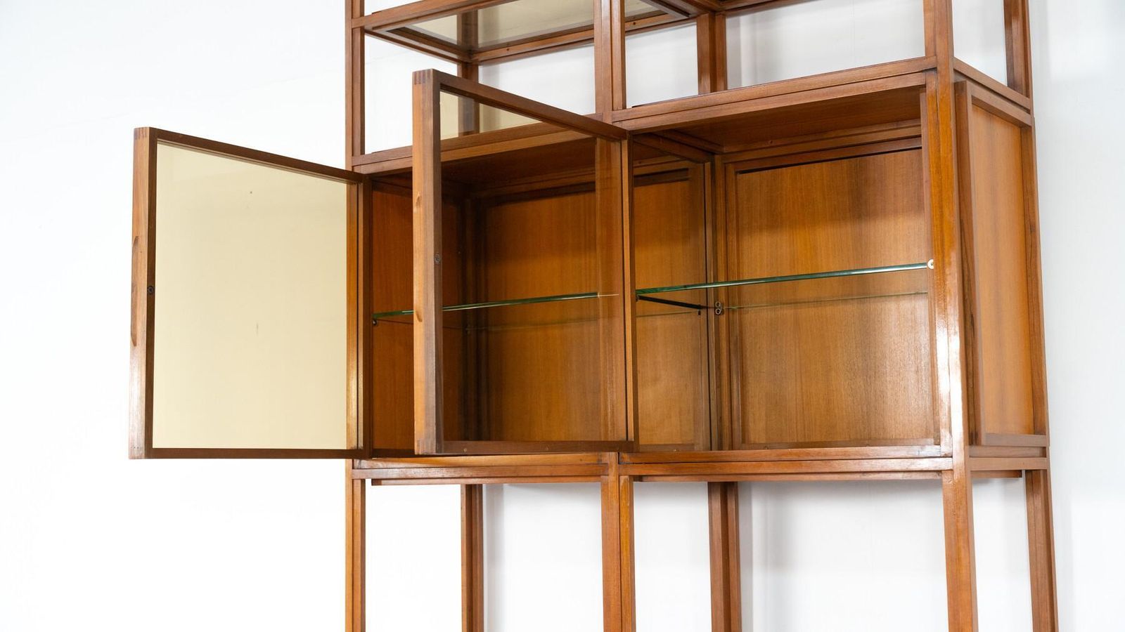 photo for sale Mid Century Modern Shelves, Wood And Glass