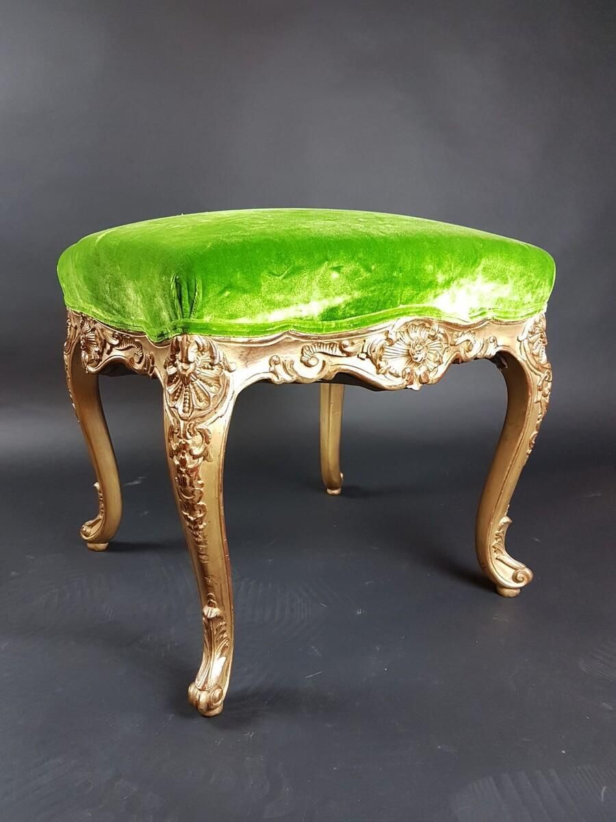 Pair Of Louis XV Style Stools In Gilded Wood, Early 20th photo buy
