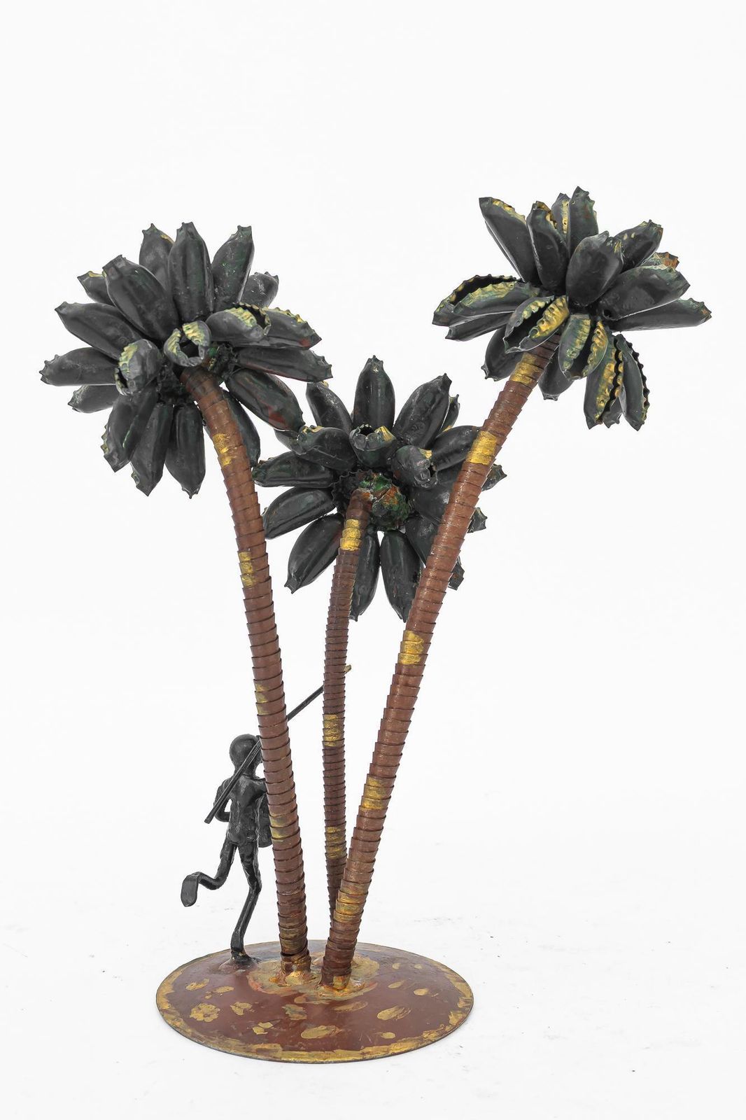 A Palm Scene Made Of Iron And Bottle Caps ( Handwork ) Vienna Around 1970s photo Art