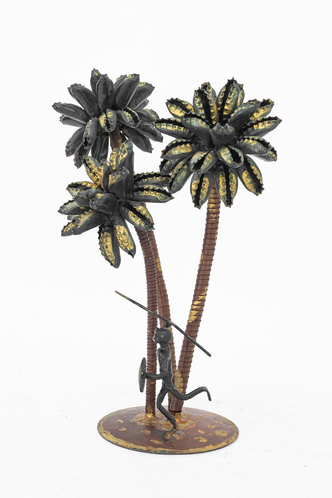 A Palm Scene Made Of Iron And Bottle Caps ( Handwork ) Vienna Around 1970s photo vinterior