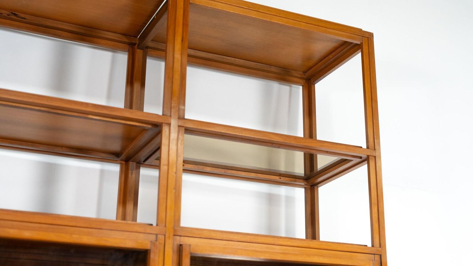 Furniture Mid Century Modern Shelves, Wood And Glass photo