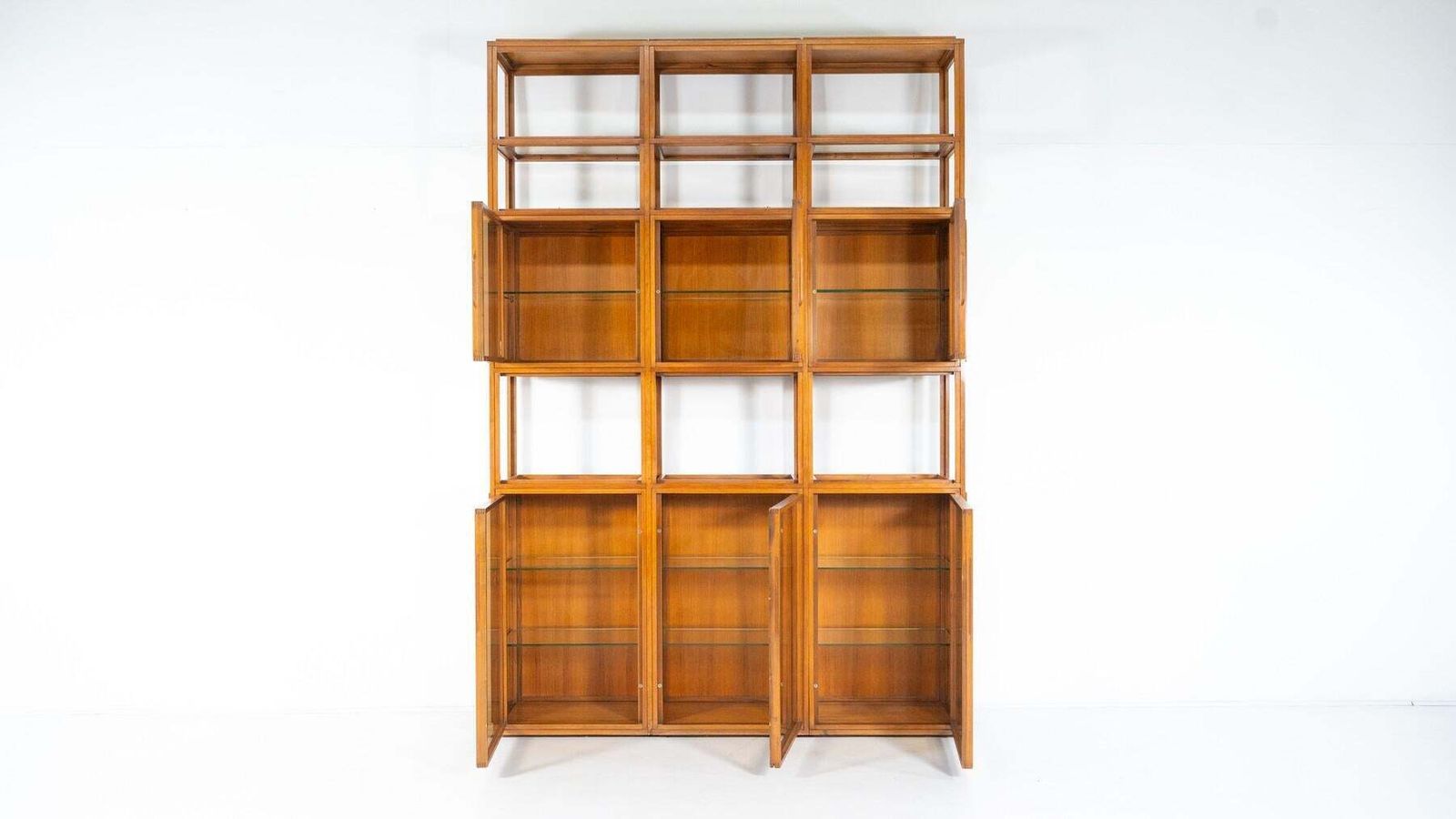 6689.0 Mid Century Modern Shelves, Wood And Glass photo