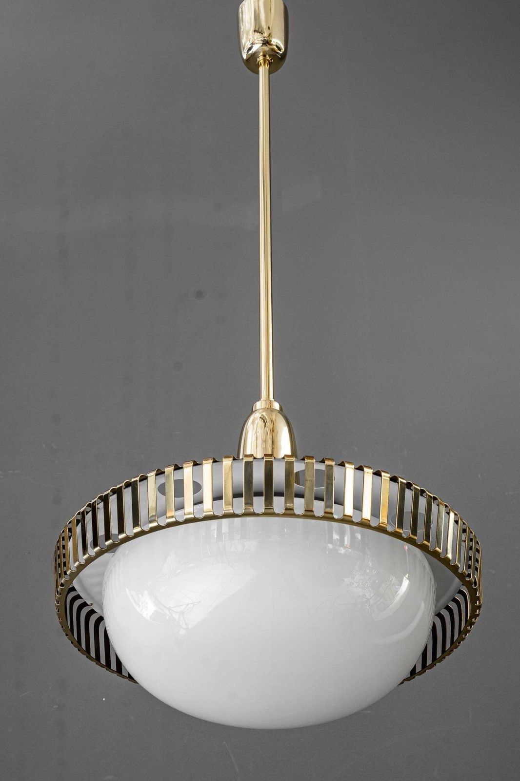 2 Rupert Nikoll Pendants With Original Antique Opal Glass Shades Vienna 1960s photo 2124.0