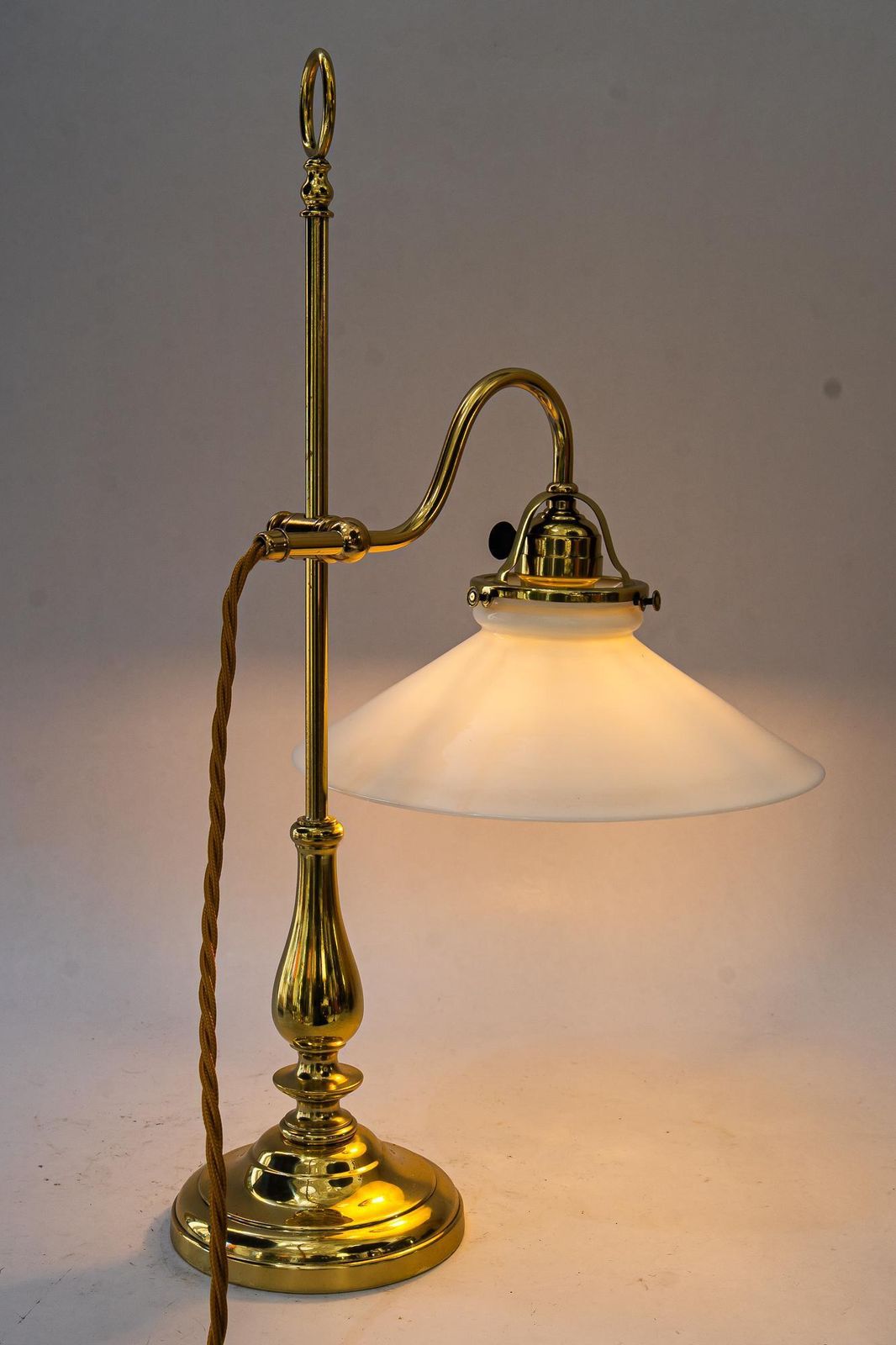 photo vintage Art Deco Table Lamp With Original Opal Glass Shade Vienna Around 1920s