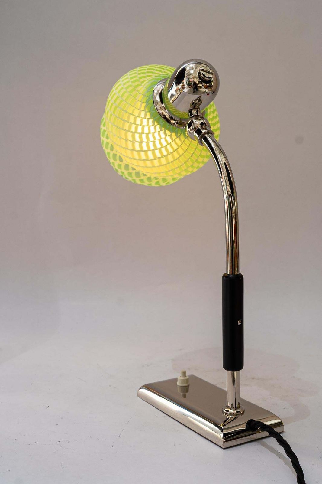 photo buy Art Deco Nickel   Plated Table Lamp With Orig. Antique Glass Shade Vienna 1920s