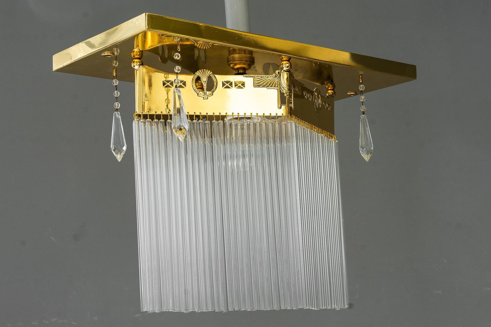 photo for sale Art Deco Flush Mount With Glass Sticks And 4 Glass Prism Vienna Around 1920s