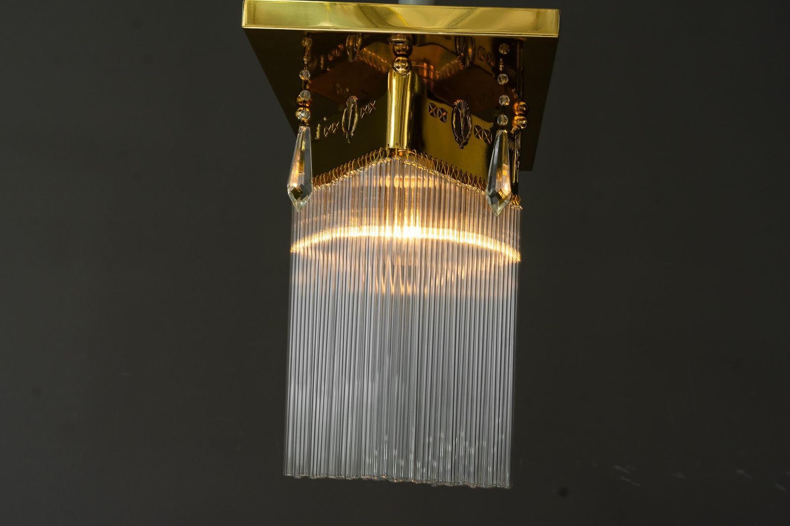 photo vinterior Art Deco Flush Mount With Glass Sticks And 4 Glass Prism Vienna Around 1920s