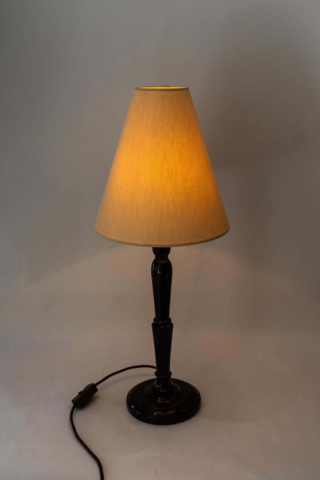 Big Art Deco Wood Table Lamp With Fabric Shade Vienna Around 1920s photo 513.0