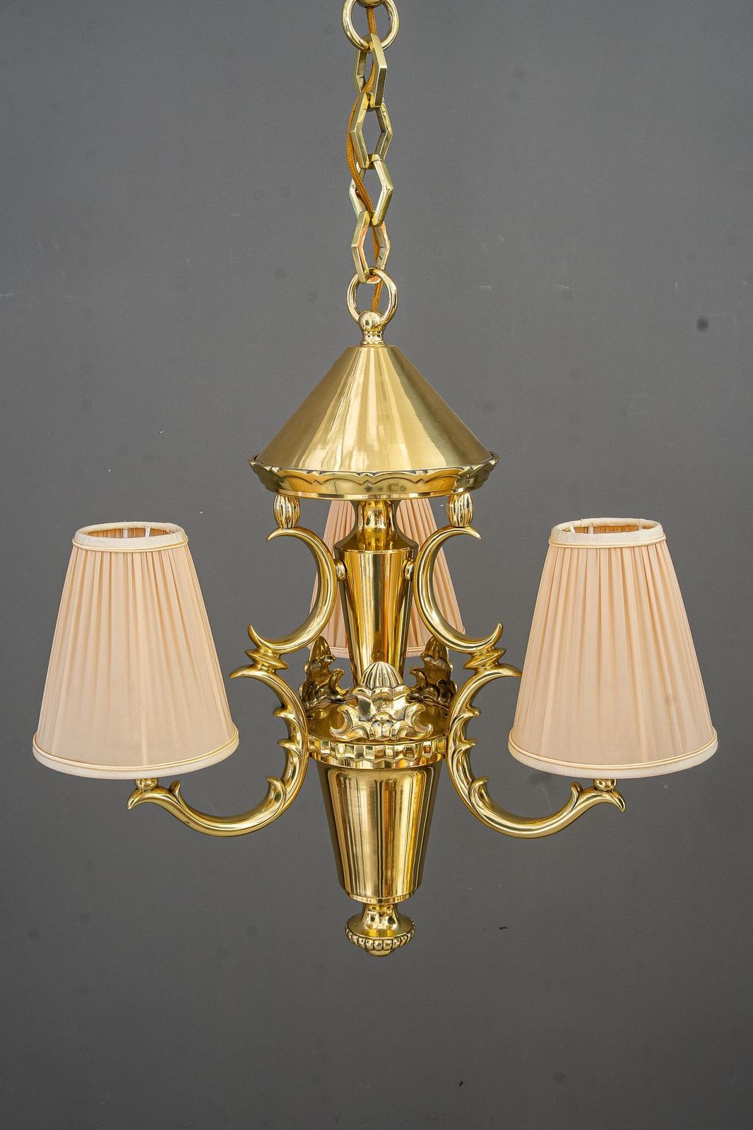 Art Deco Chandelier With Fabric Shades Vienna Around 1920s photo furniture