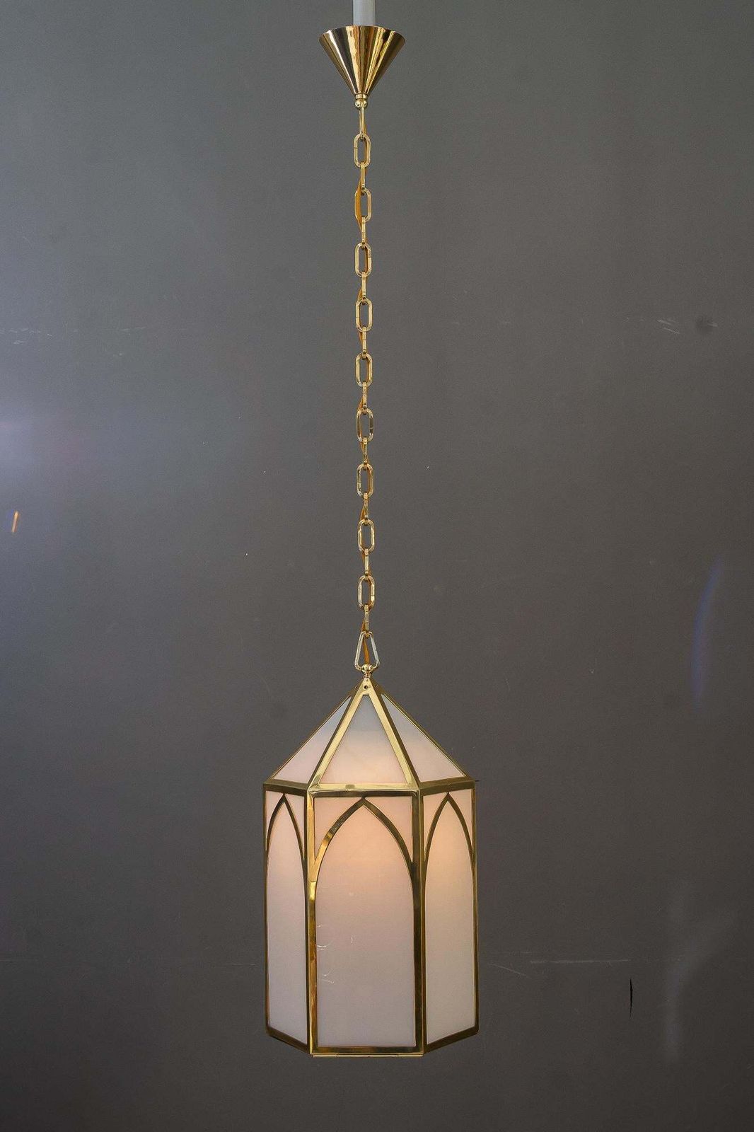 Big Art Deco Lantern With Original Antique Opal Glass Shades Vienna Around 1920 photo vintage
