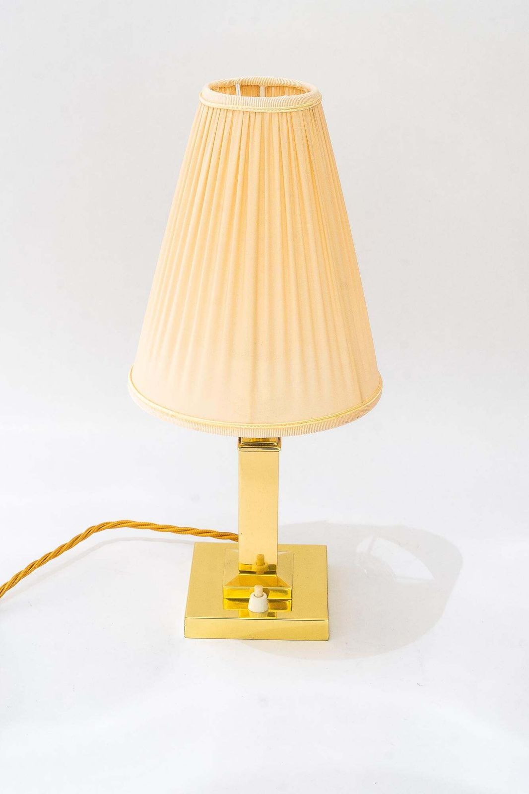 Art Deco Brass Table Lamp With Fabric Shade Vienna Around 1920s photo furniture