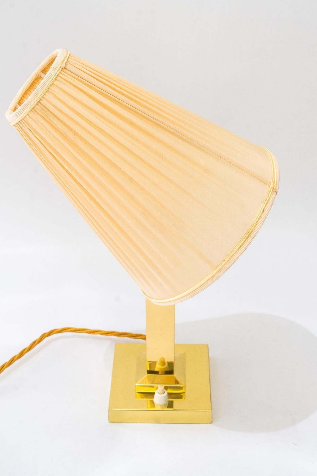 Art Deco Brass Table Lamp With Fabric Shade Vienna Around 1920s photo vintage