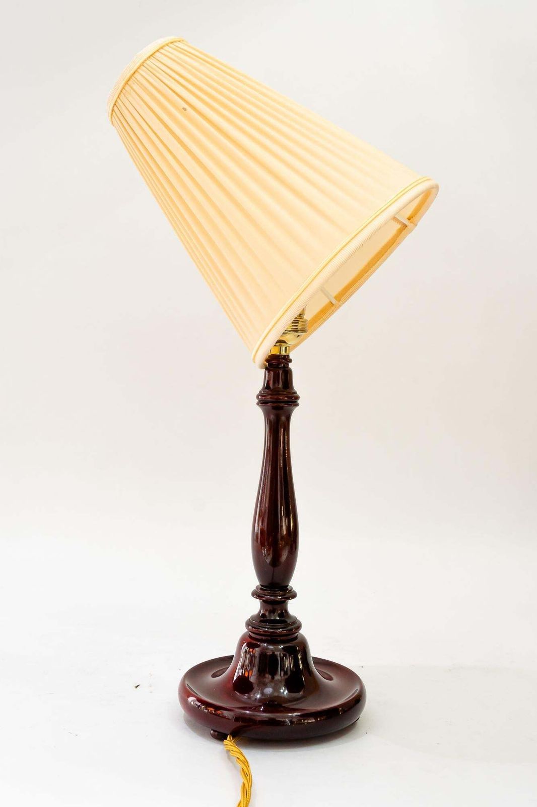 photo for sale Art Deco Wood Table Lamp With Fabric Shade Vienna Around 1920s