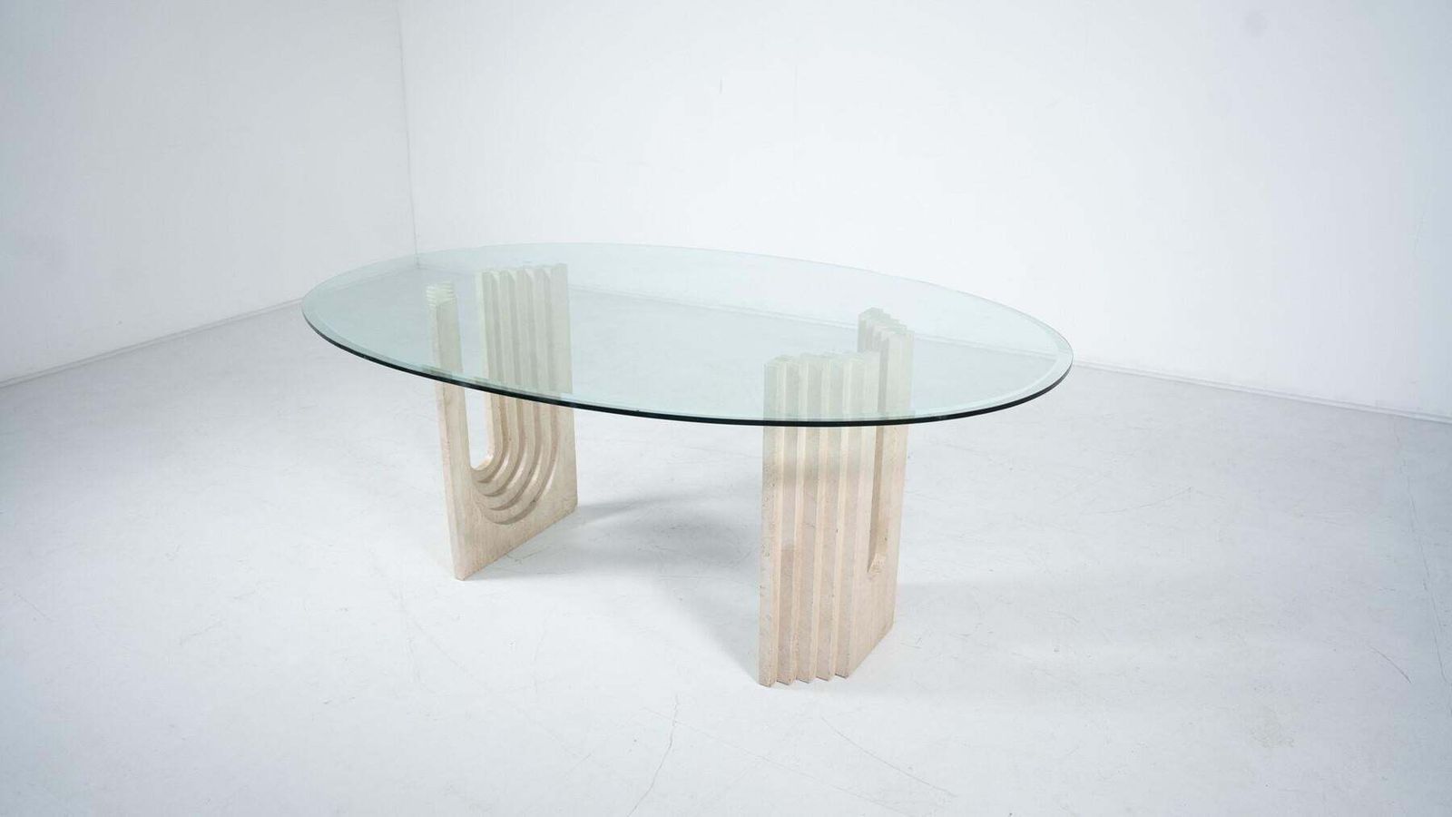 Mid Century Modern Travertine Dining Table In The Style Of Carlo Scarpa, 1970s photo buy