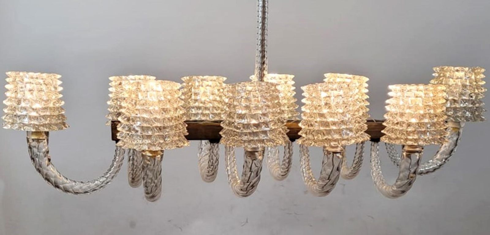 Rostrato Glass Chandelier By Ercole Barovier, Italy, 1940s photo for sale