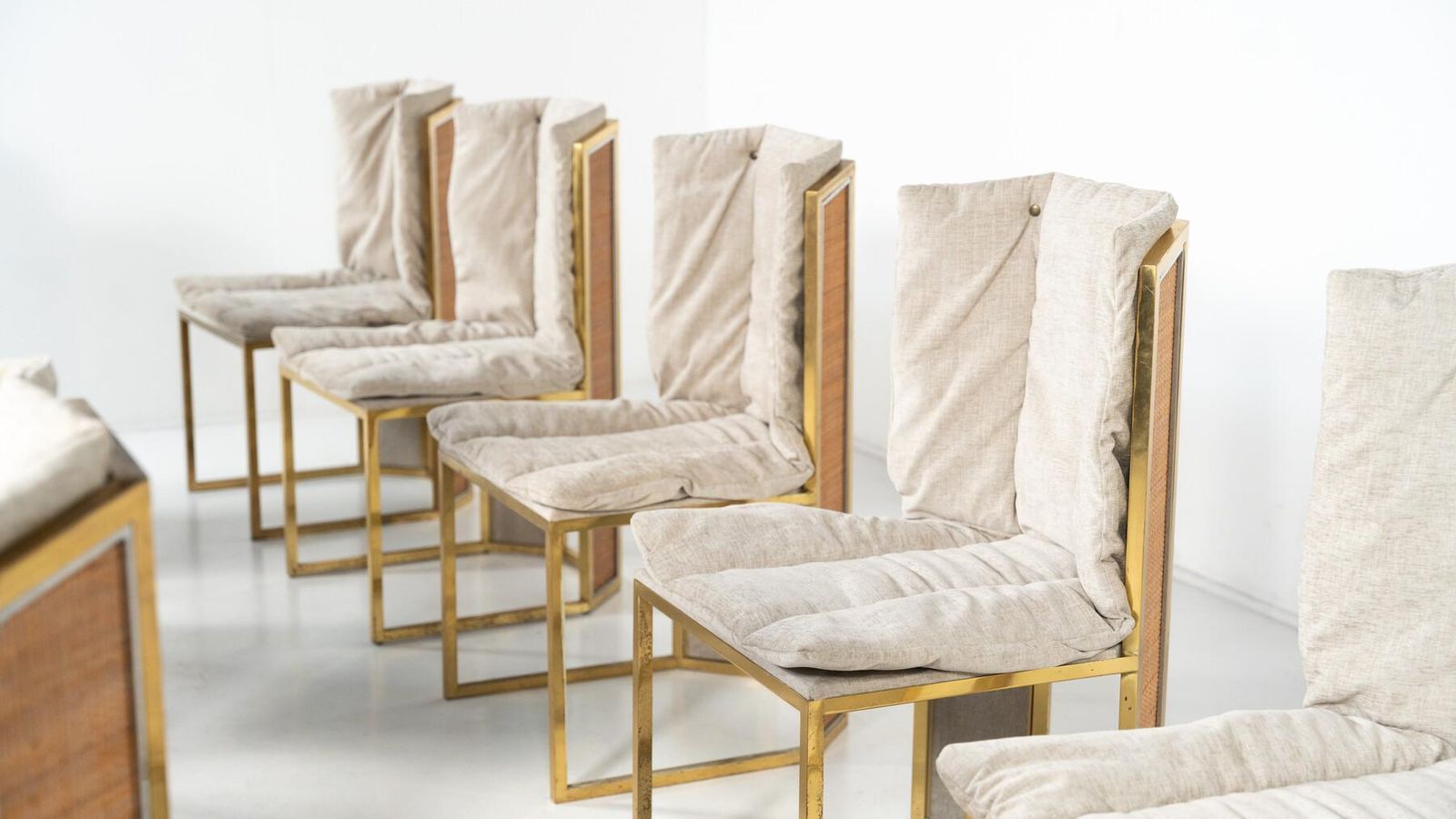 Mid Century Modern Set Of 10 Chairs By Romeo Rega, Italy, 1970s   New Upholstery photo for sale