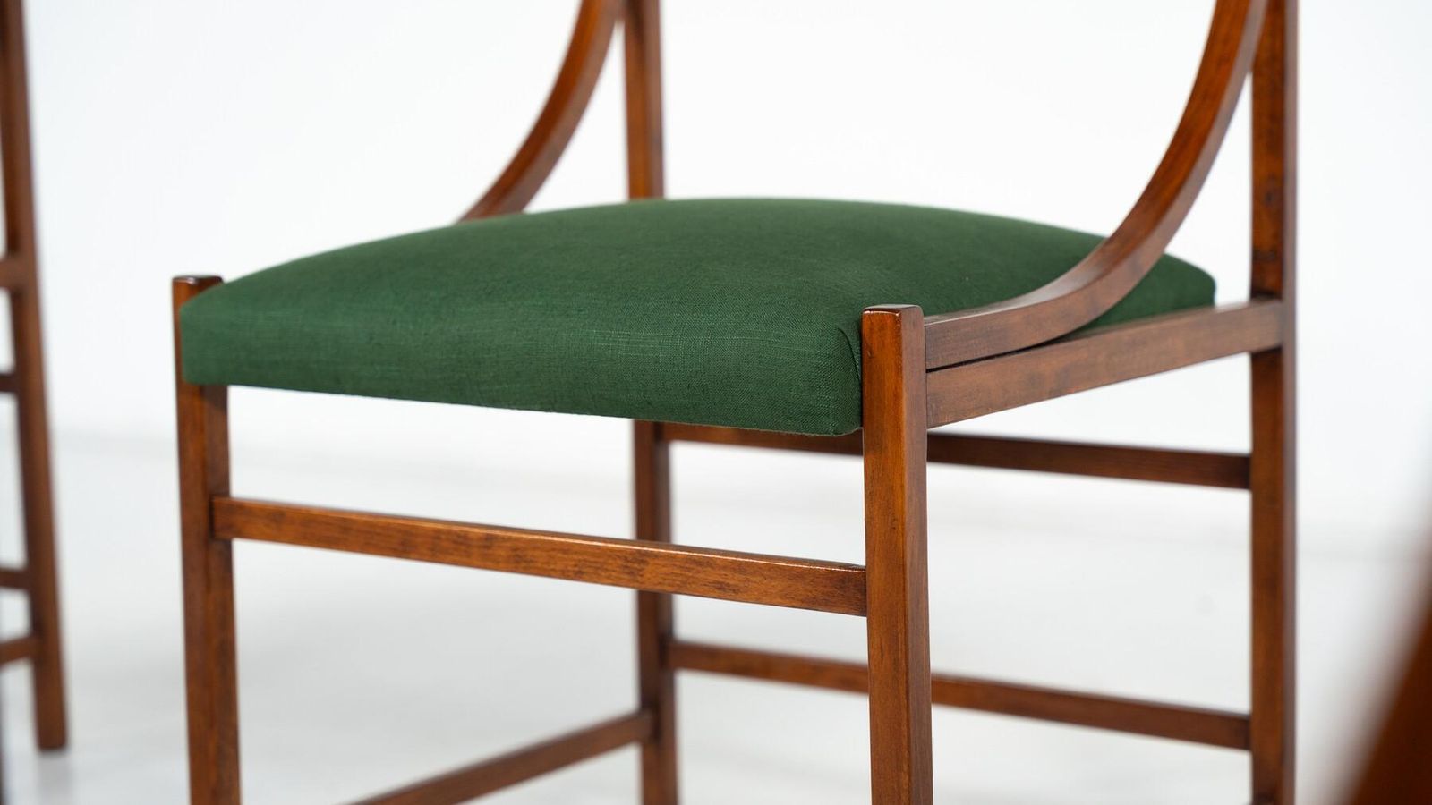 Mid Century Modern Set Of 6 Armchairs, Wood And Fabric, Italy, 1960s photo 4367.0