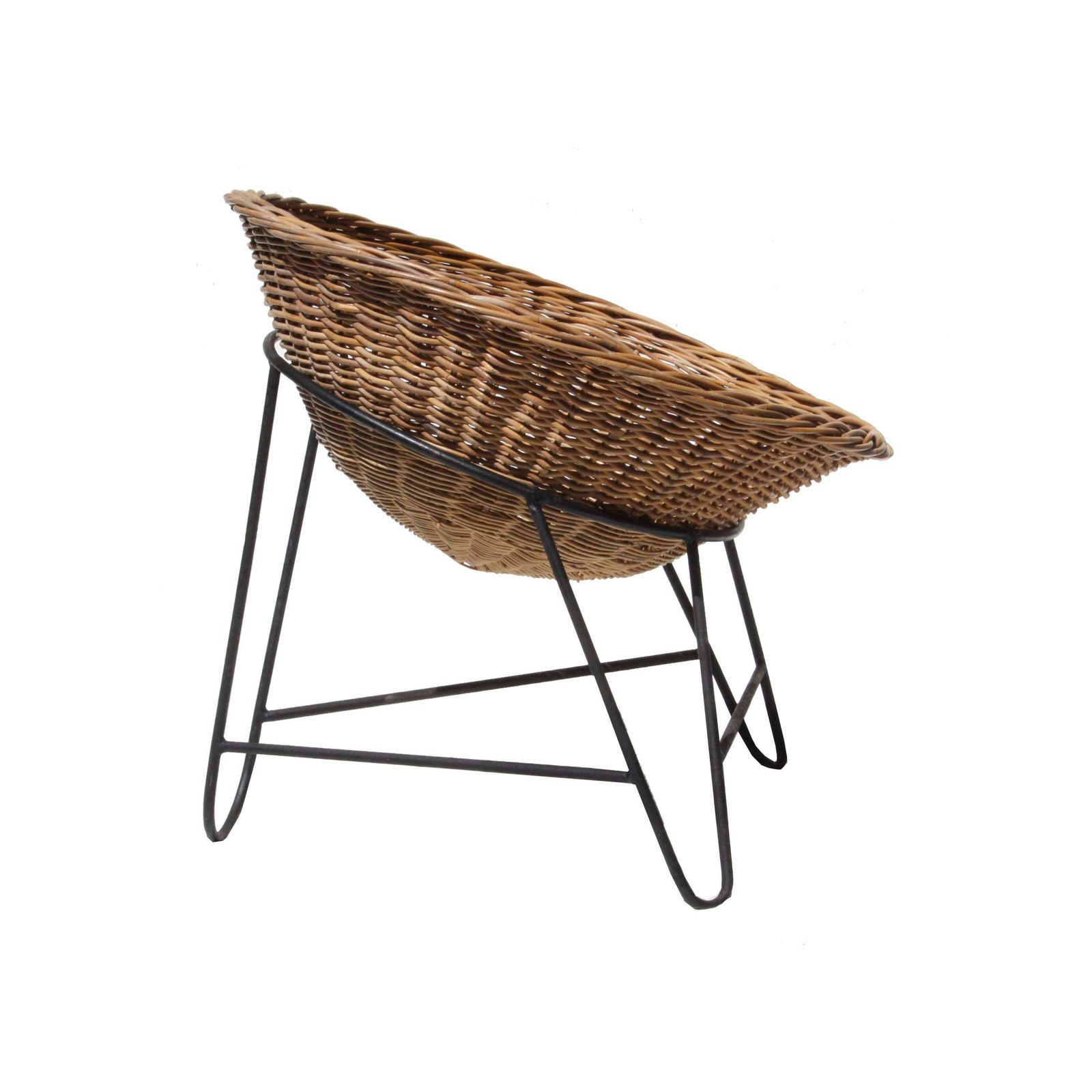 Mathieu Matégot "Wicker" Chair Iron Natural Fiber, France, 1950 photo 611.0