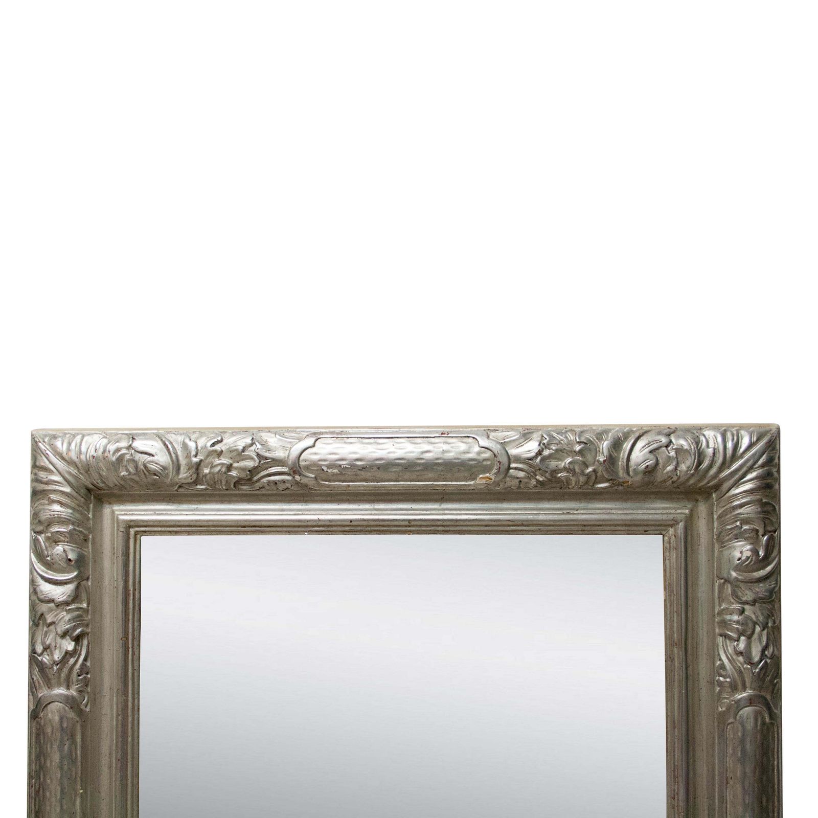 Neoclassical Regency Silver Foil Hand Carved Wooden Mirror, 1970 photo for sale
