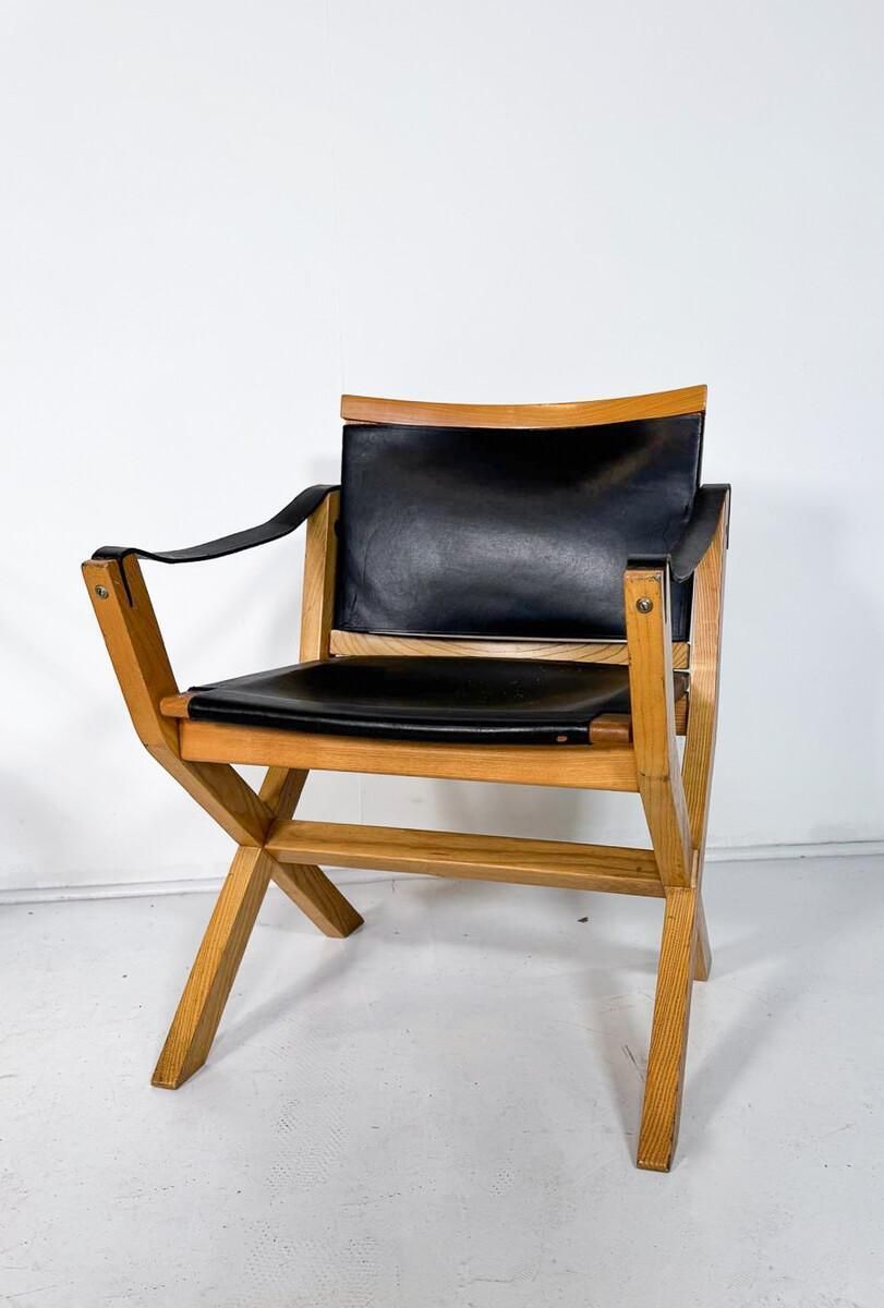 Mid Century Set Of 8 Kiu Armchairs By Luxoritalia, Ash Wood And Leather photo Furniture