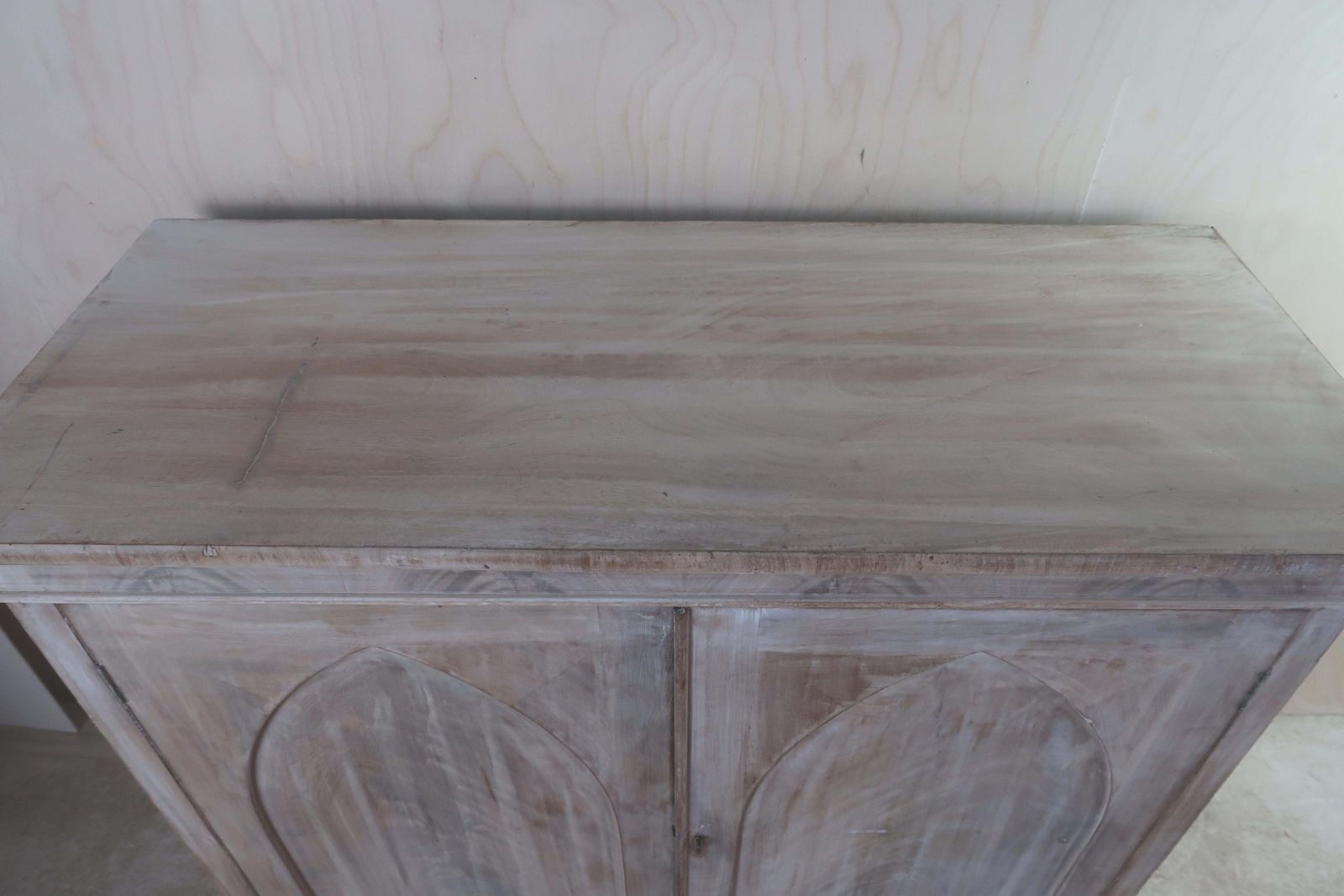 Small Antique Bleached Side Cabinet With Gothic Arch Door Panels. C.1820 photo 1200.0