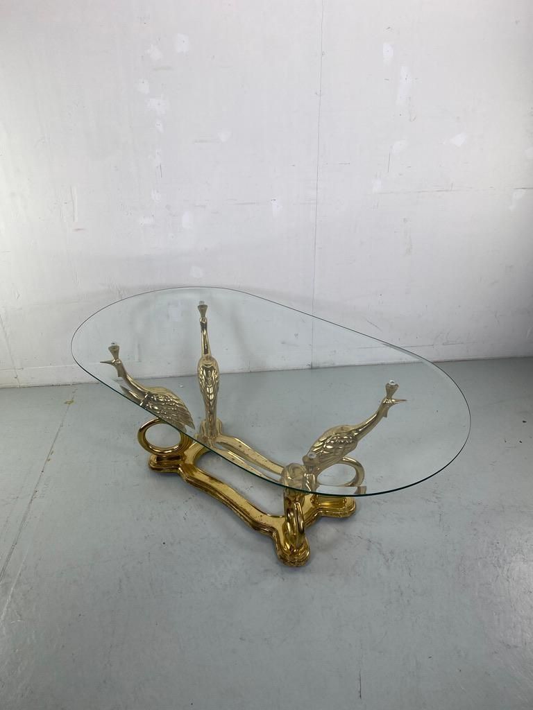 2816.0 Elegant Peacock Brass Coffee Table Maison Charles Style  France photo