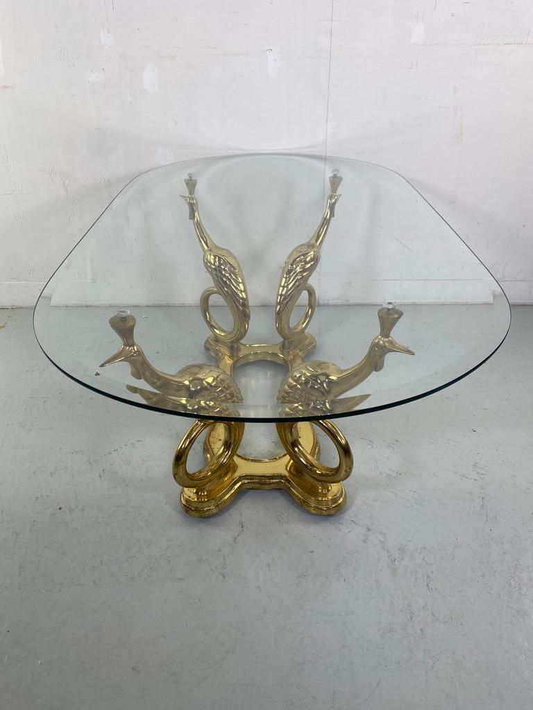 photo vintage Elegant Peacock Brass Coffee Table Maison Charles Style  France