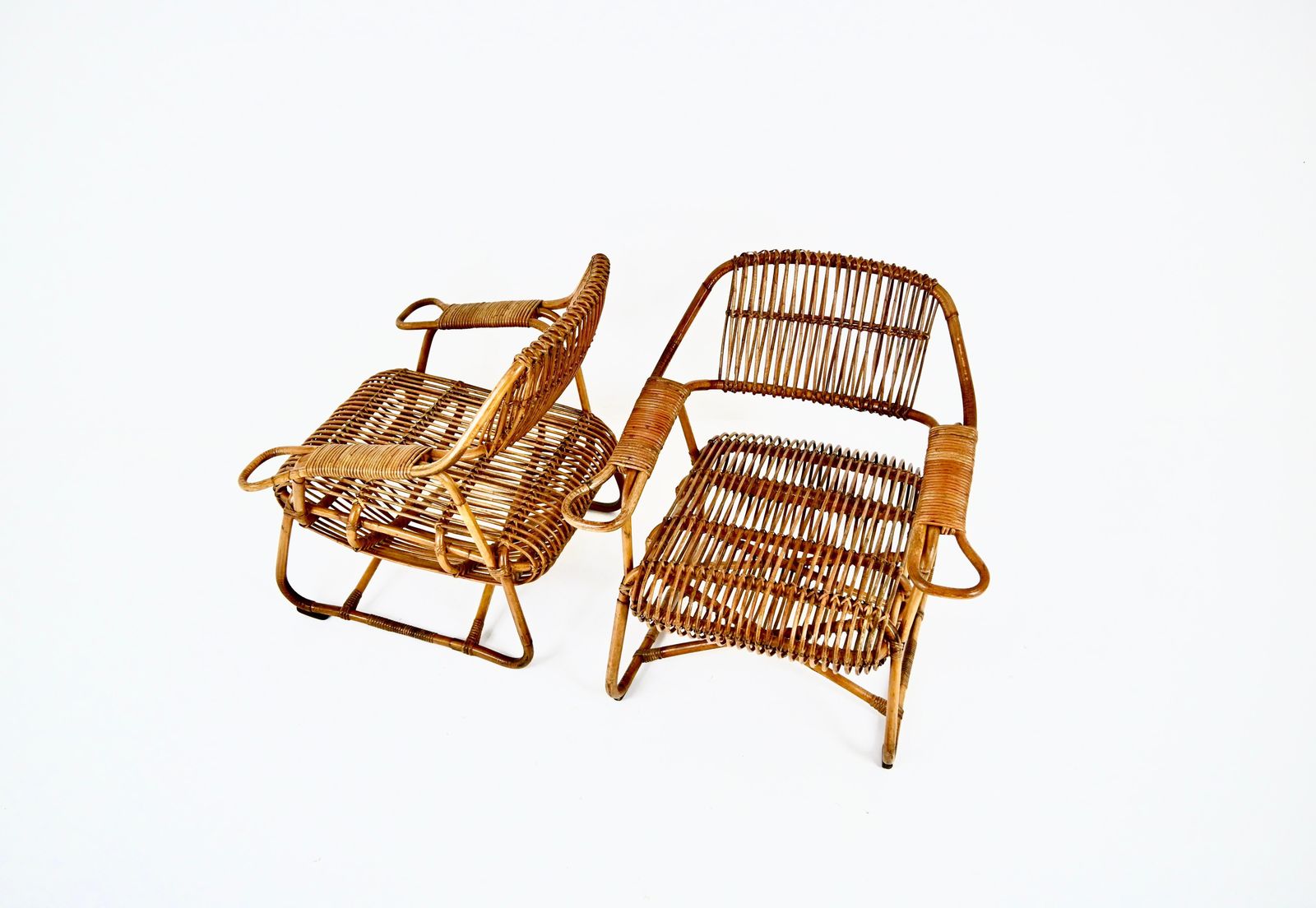 Italian Rattan Armchairs, 1960s, Set Of 2 photo for sale