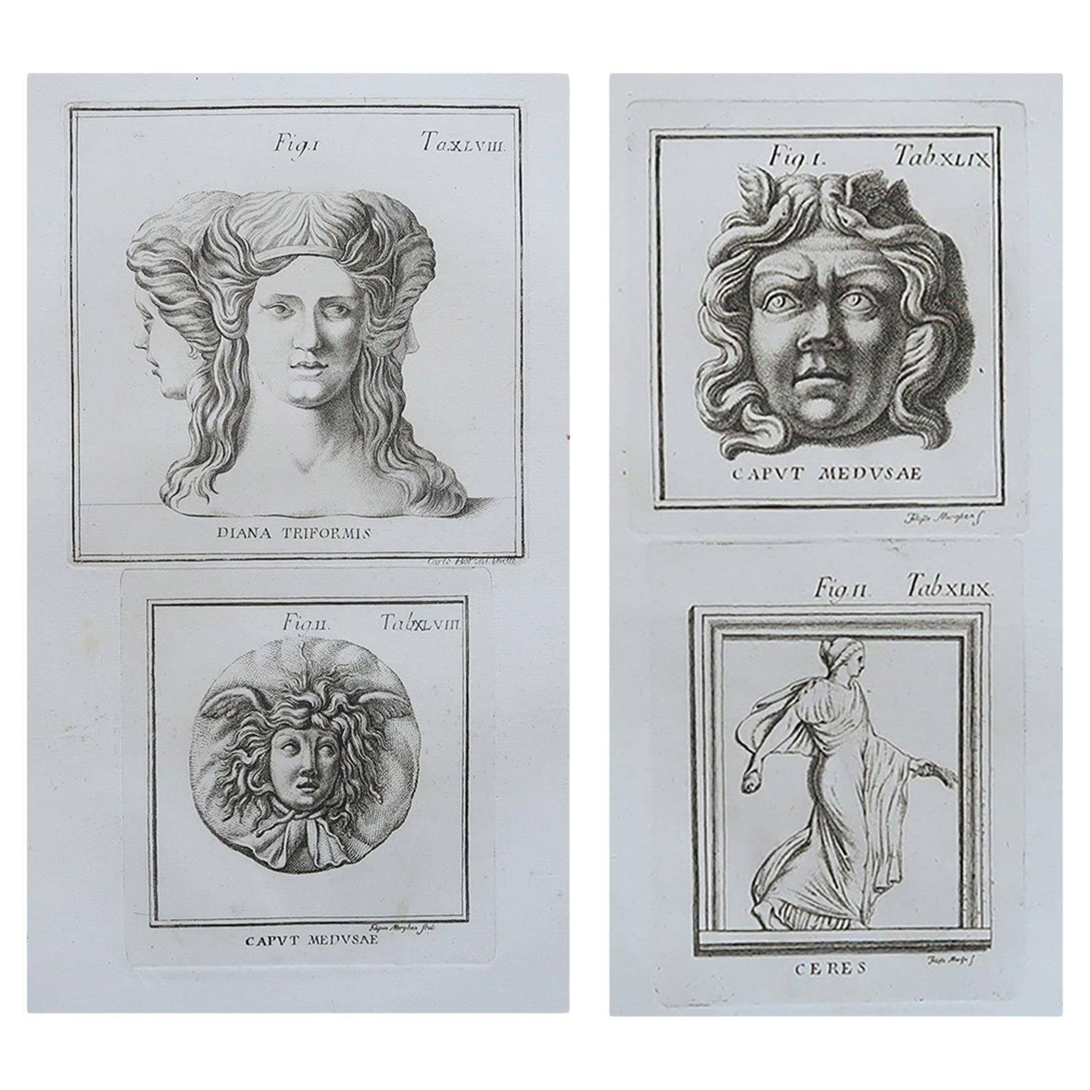 Large Scale Original Antique Grand Tour Prints  Masks. Rome, 1776