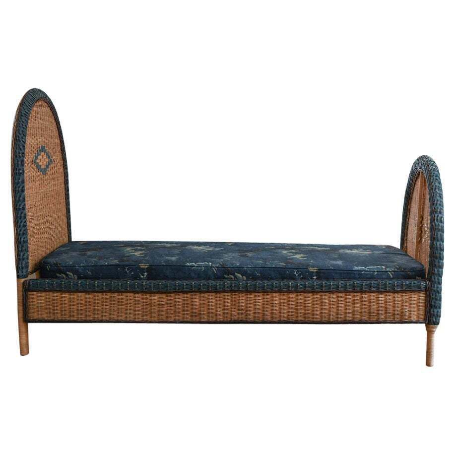 Woven Rattan Single Bed, 1980