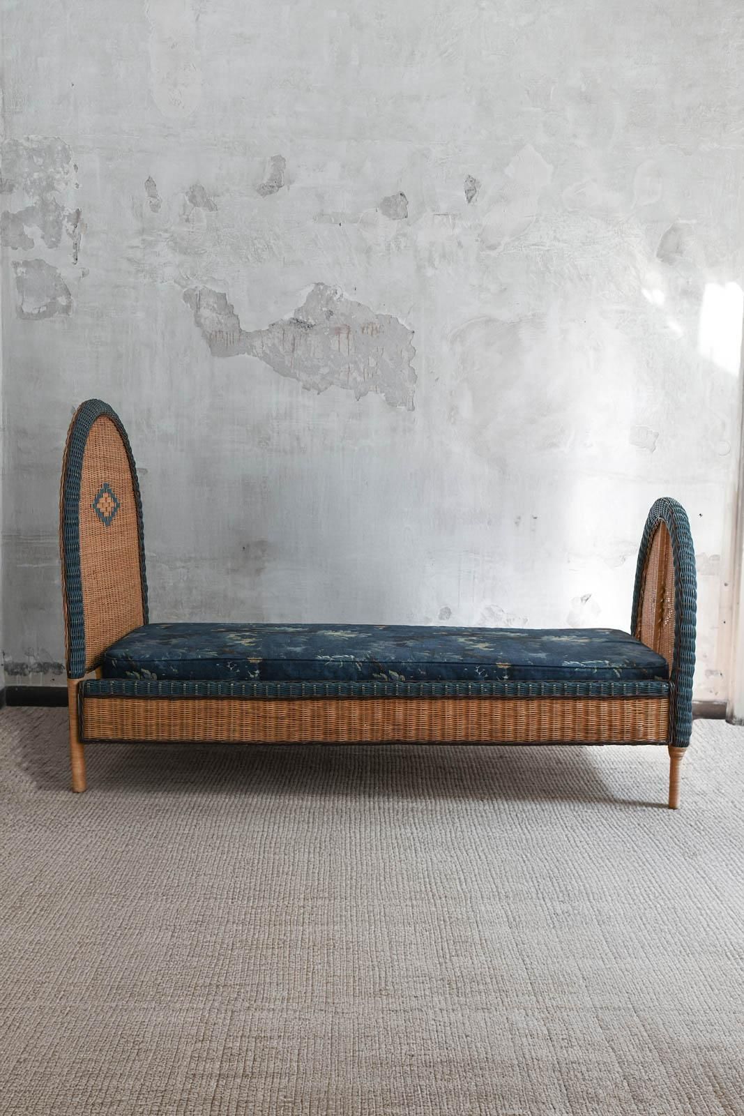 Woven Rattan Single Bed, 1980 photo furniture