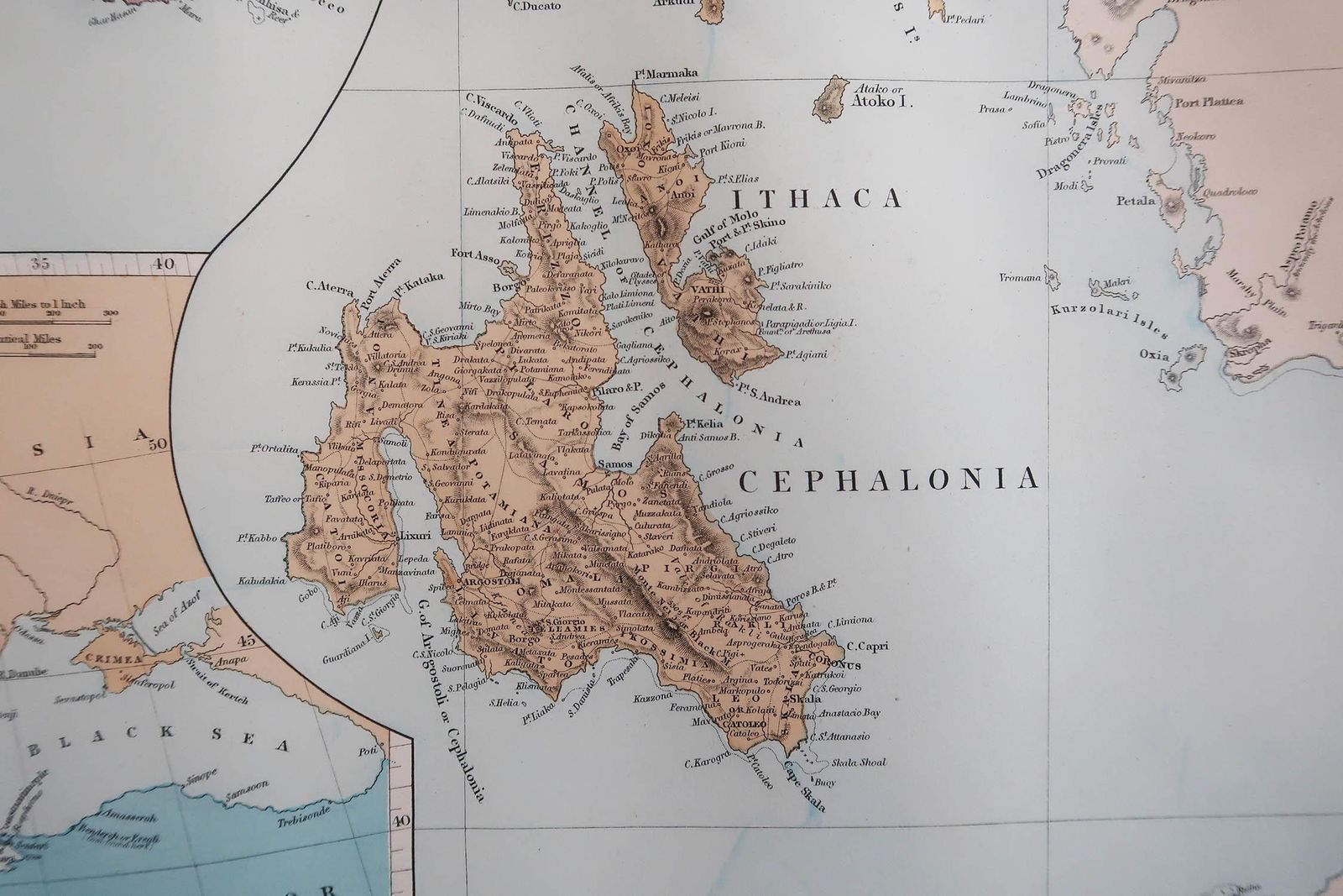Large Original Antique Map Of The Greek Islands. 1894 photo for sale
