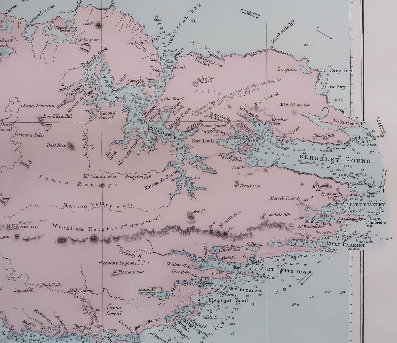 Large Original Antique Map Of The Falkland Islands. 1894 photo Art