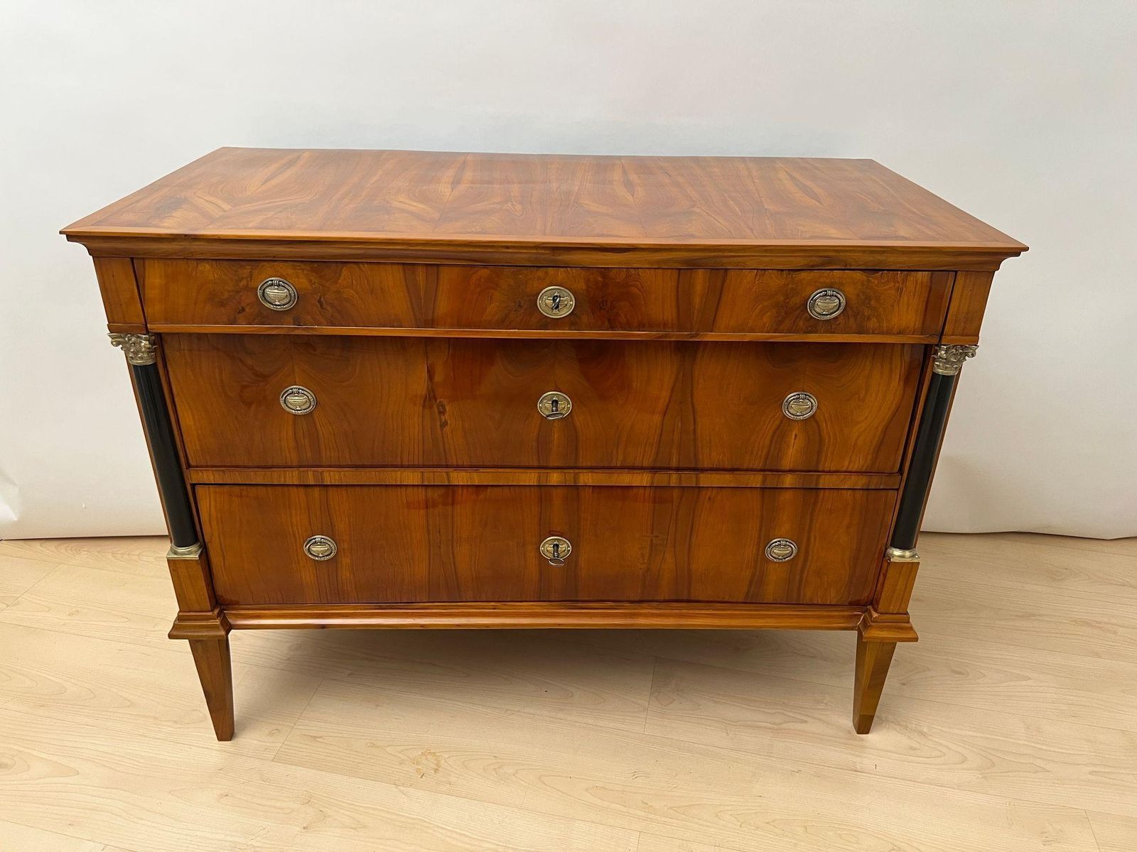 Biedermeier Commode, Cherry Veneer, Brass, Franconia Circa 1820 photo furniture