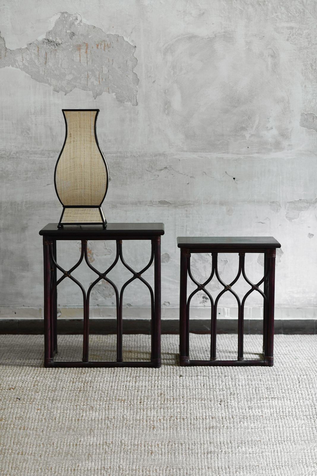 Pair Of Nesting Side Tables In Bent Bamboo – Lyda Levi For Mcguire San Francisco photo Furniture