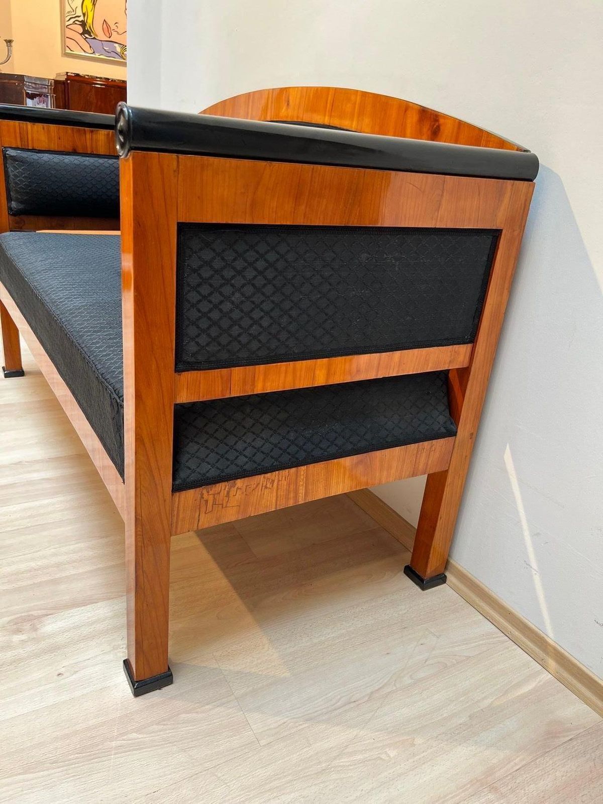 Biedermeier Sofa, Cherry Veneer, Horsehair, South Germany Circa 1830 photo vinterior