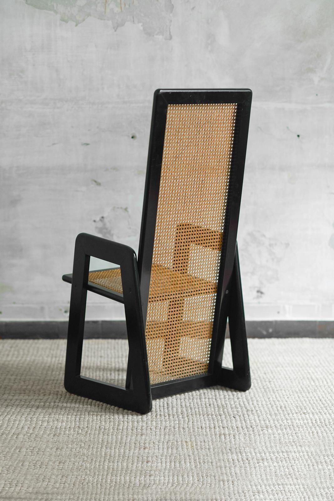 Set Of 4 Chairs In Vienna Straw And Black Lacquered Wood, 1970s photo vinterior