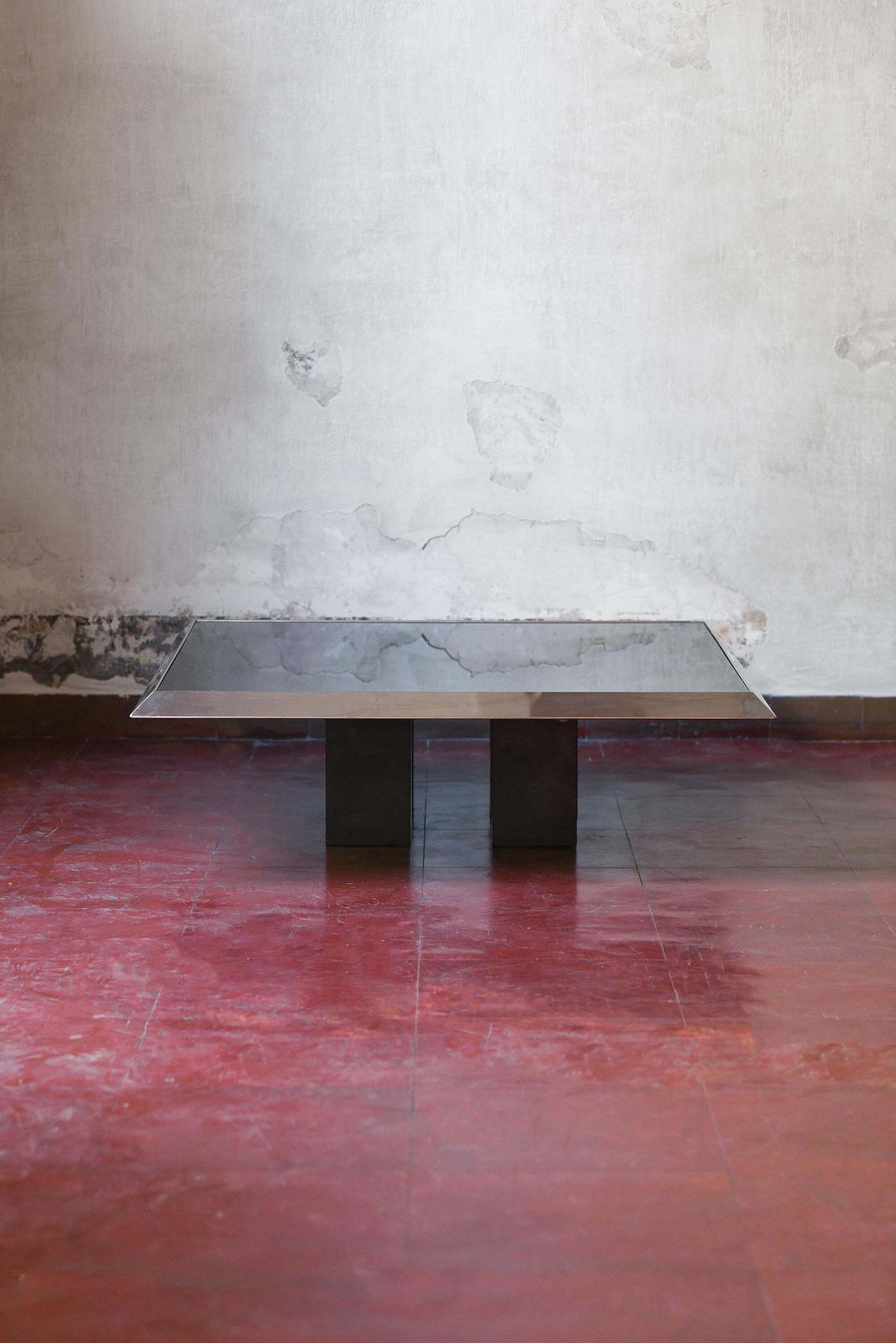 Coffee Table In Chromed Metal, Black Glass Top And Black Lacquered Wooden Feet photo furniture