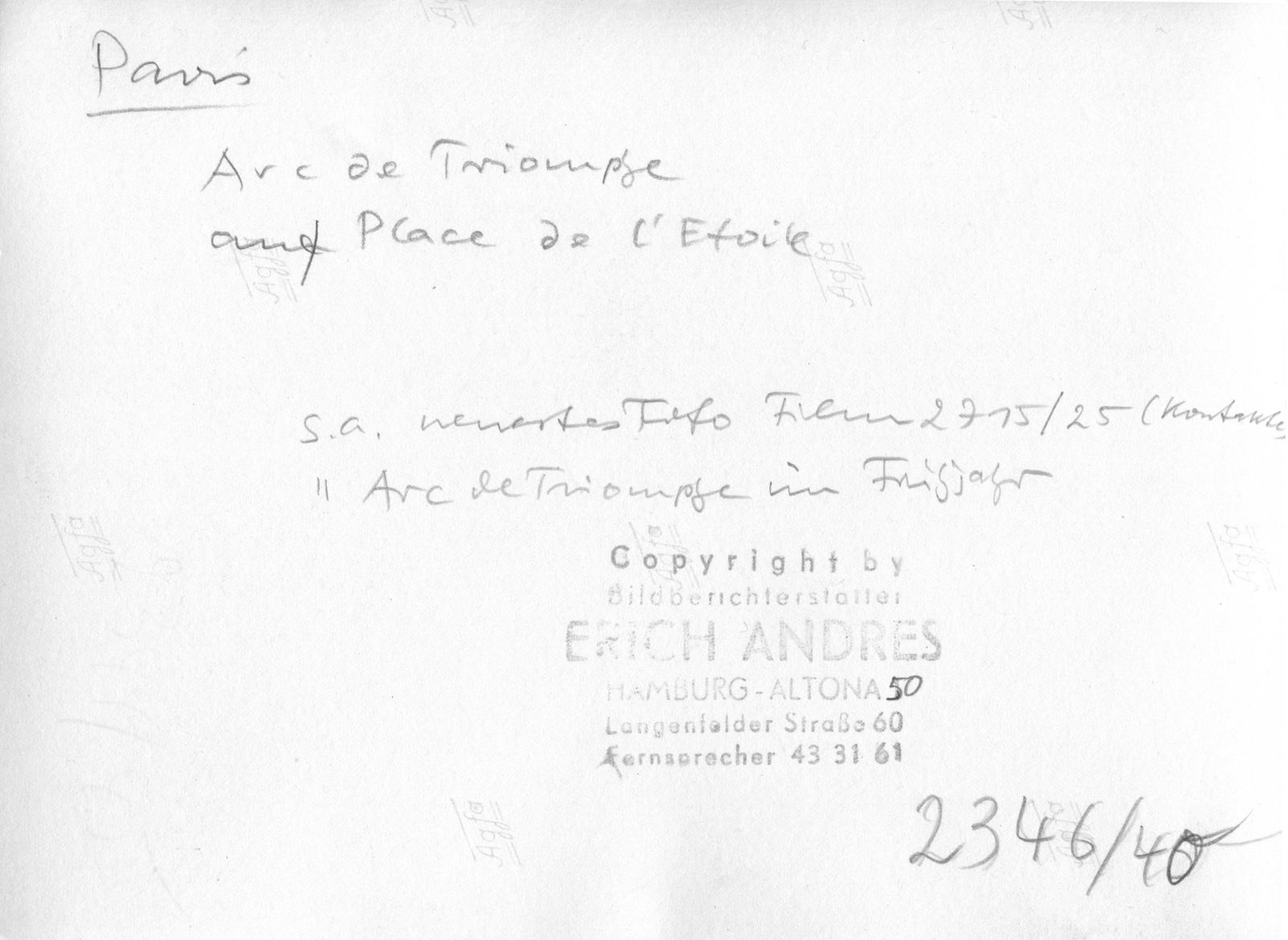 Erich Andresparis 1952 , Arc De Triomphe1952 photo furniture